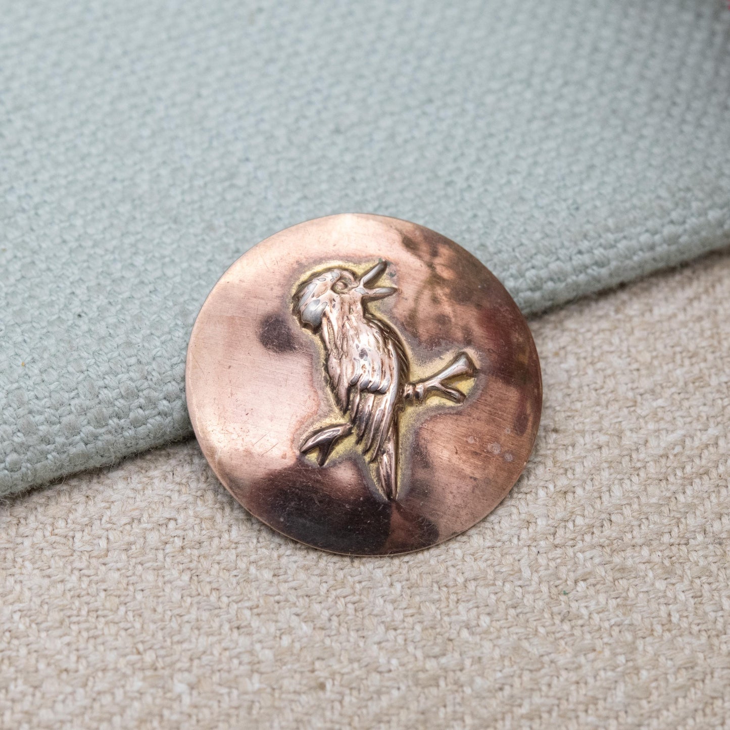 Antique Silver Lined 9ct Gold Kookaburra Bird Brooch - Gift for Bird Watcher