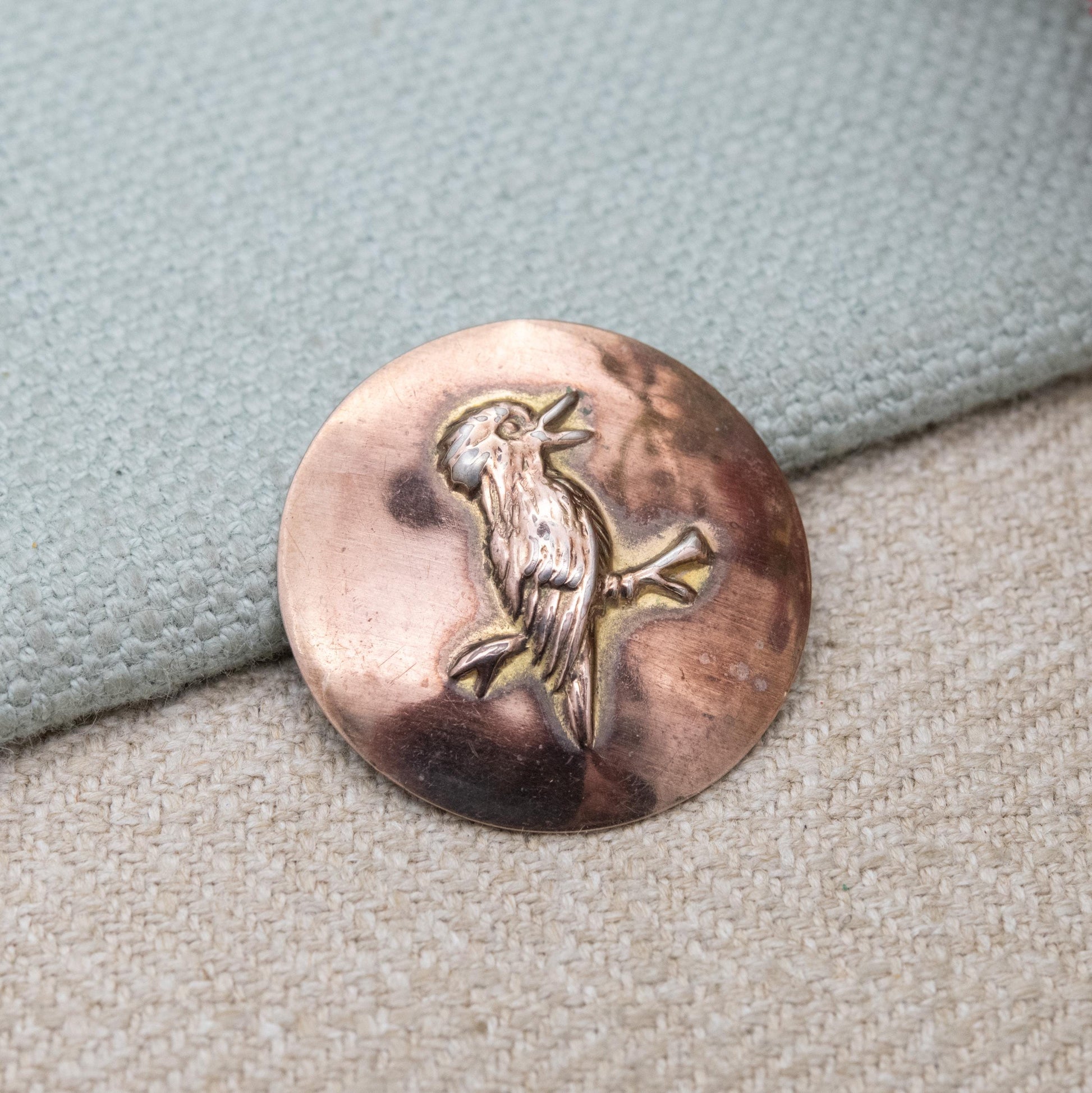 Antique Silver Lined 9ct Gold Kookaburra Bird Brooch - Gift for Bird Watcher