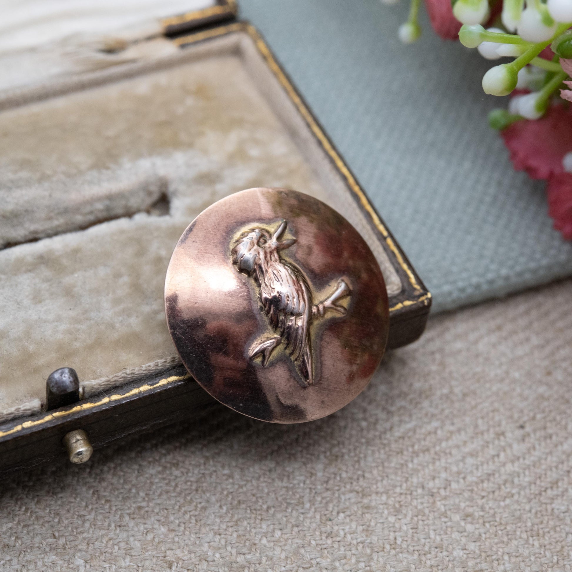 Antique Silver Lined 9ct Gold Kookaburra Bird Brooch - Gift for Bird Watcher