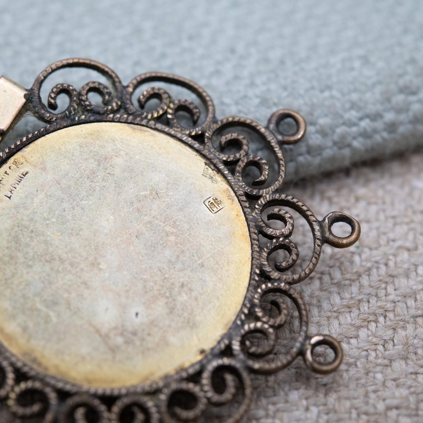 Vintage Napoleon III Coin Theme Earrings with Ornate Surround - Signed French Jewellery | Plaque Or Lamine