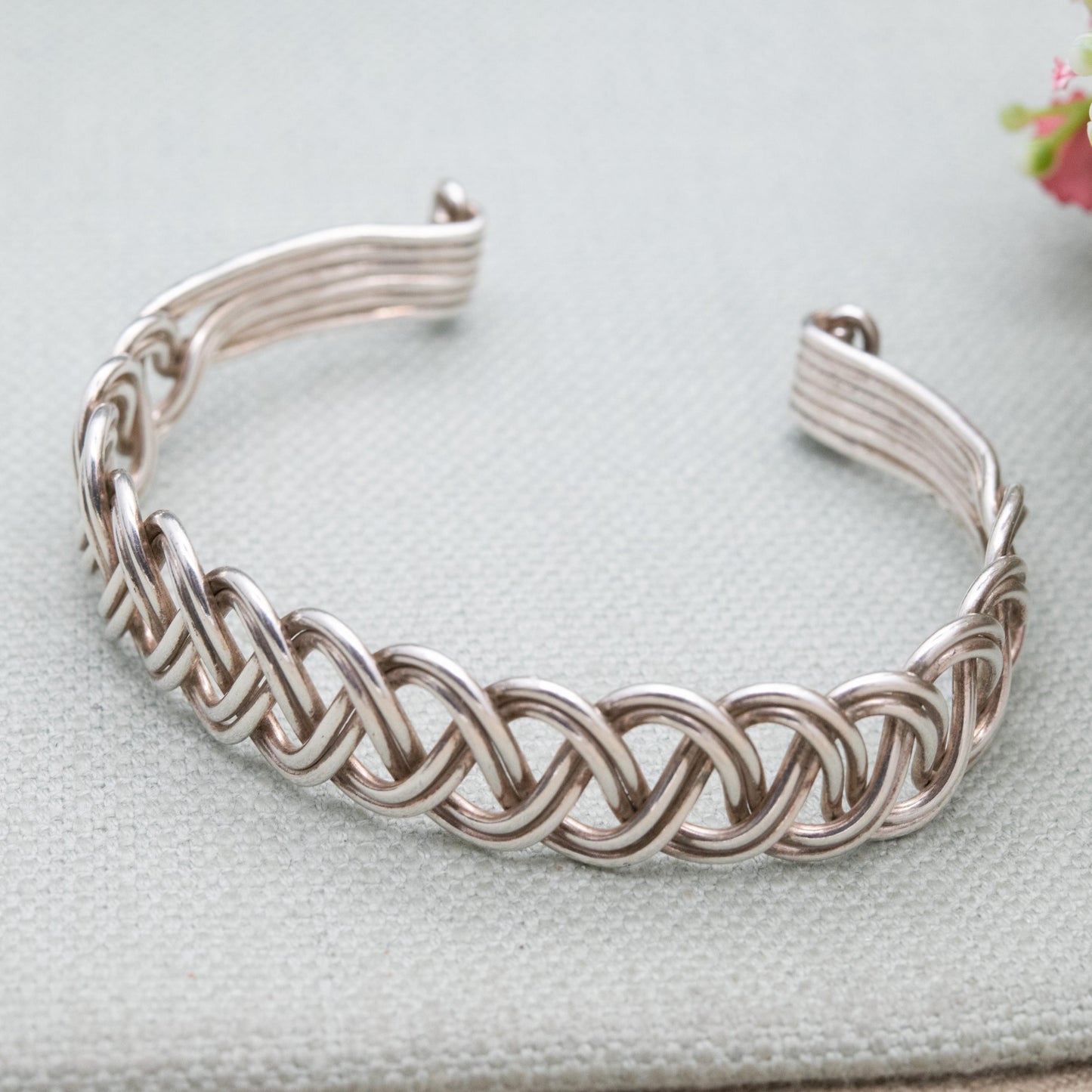 Sterling Silver Rope Twisted Open Cuff Bracelet - Traditional Style Jewellery Gift for Her
