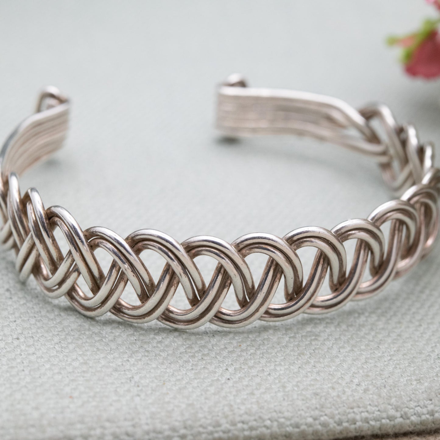 Sterling Silver Rope Twisted Open Cuff Bracelet - Traditional Style Jewellery Gift for Her