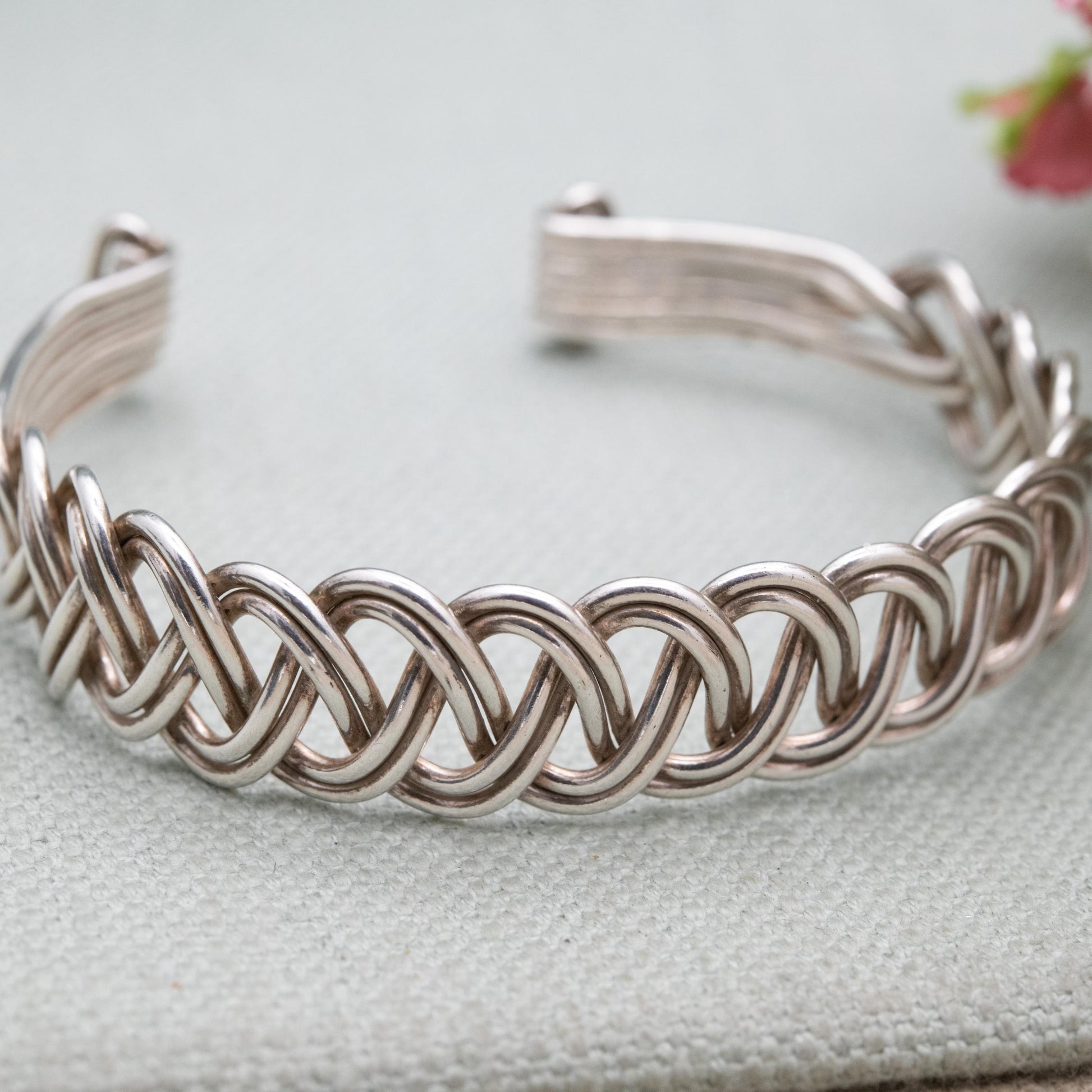 Sterling Silver Rope Twisted Open Cuff Bracelet - Traditional Style Jewellery Gift for Her