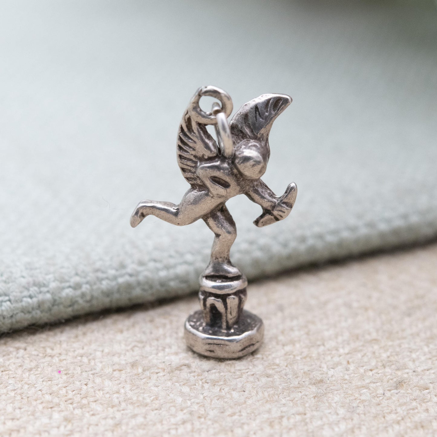Vintage Sterling Silver Cherub Charm Statue Charm Pendant - Baby Angel | Love | Cupid Valentine's Gift for Charm Bracelet