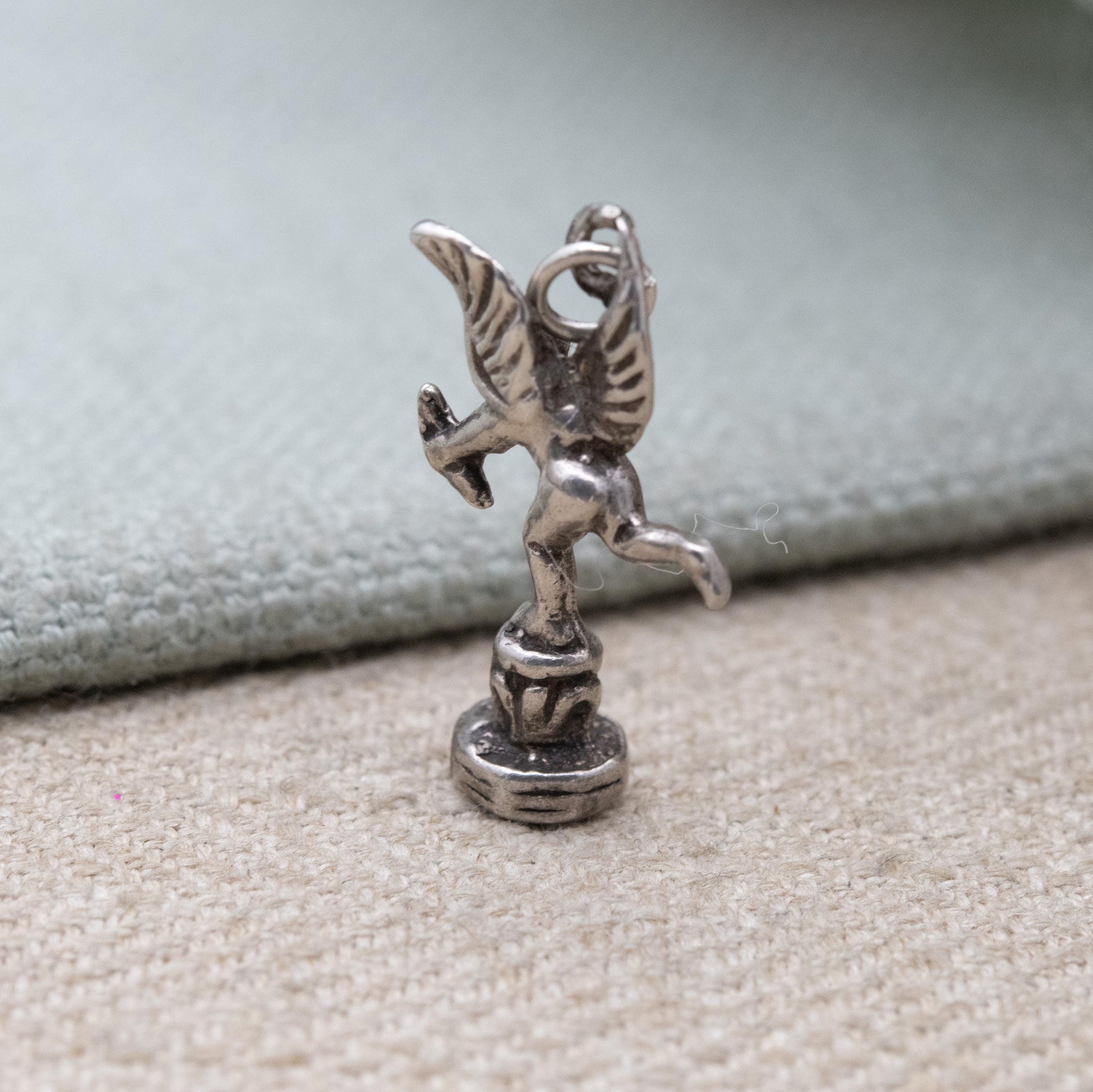 Vintage Sterling Silver Cherub Charm Statue Charm Pendant - Baby Angel | Love | Cupid Valentine's Gift for Charm Bracelet