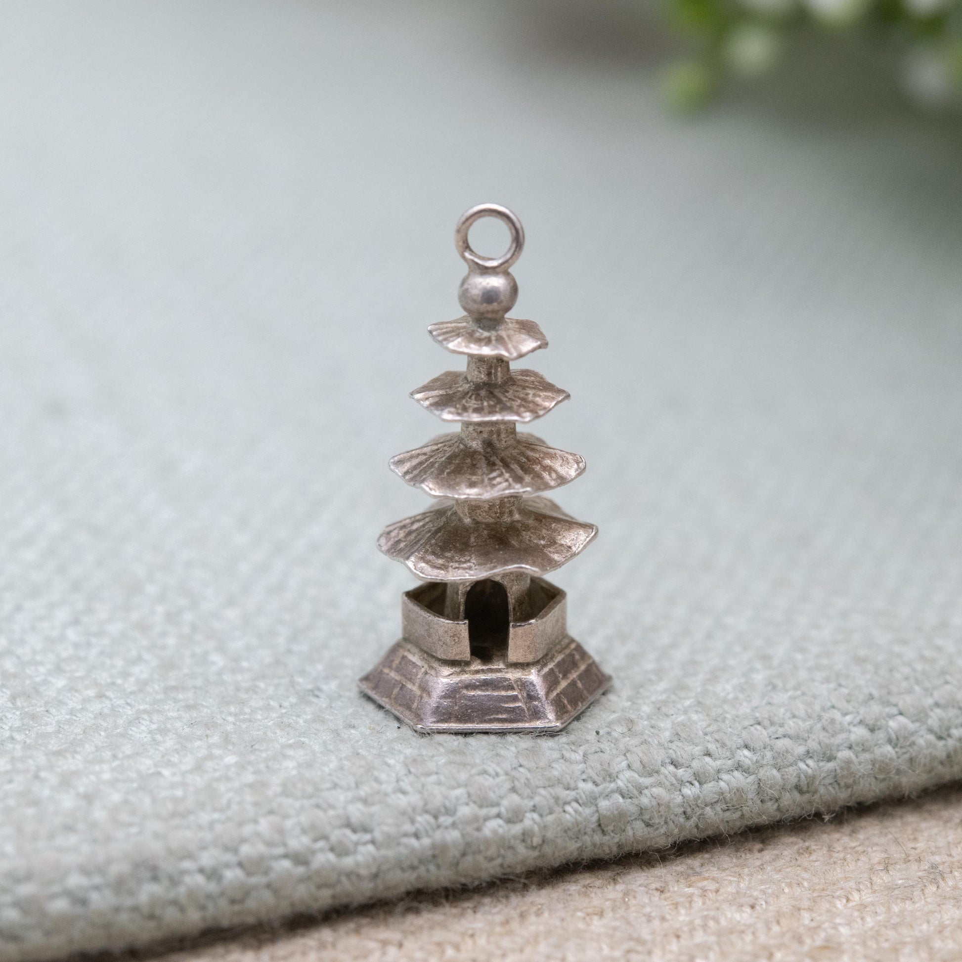 Vintage Sterling Silver Pagoda Charm Pendant - Japanese Gardens | Japan Souvenir Gift for Charm Bracelet