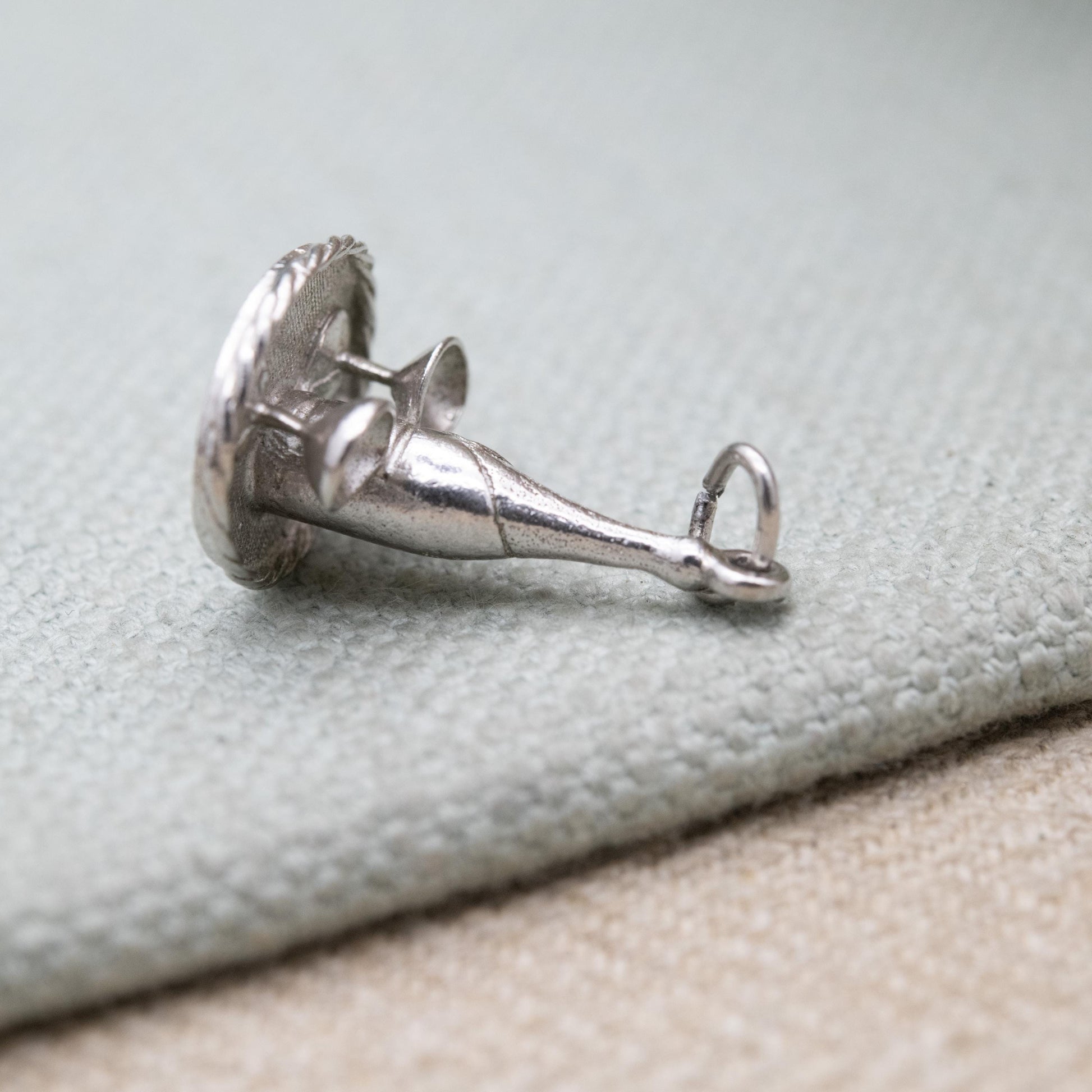 Vintage Sterling Silver Champagne and Goblets Charm Pendant - Detailed and Textured | Souvenir Gift for Charm Bracelet