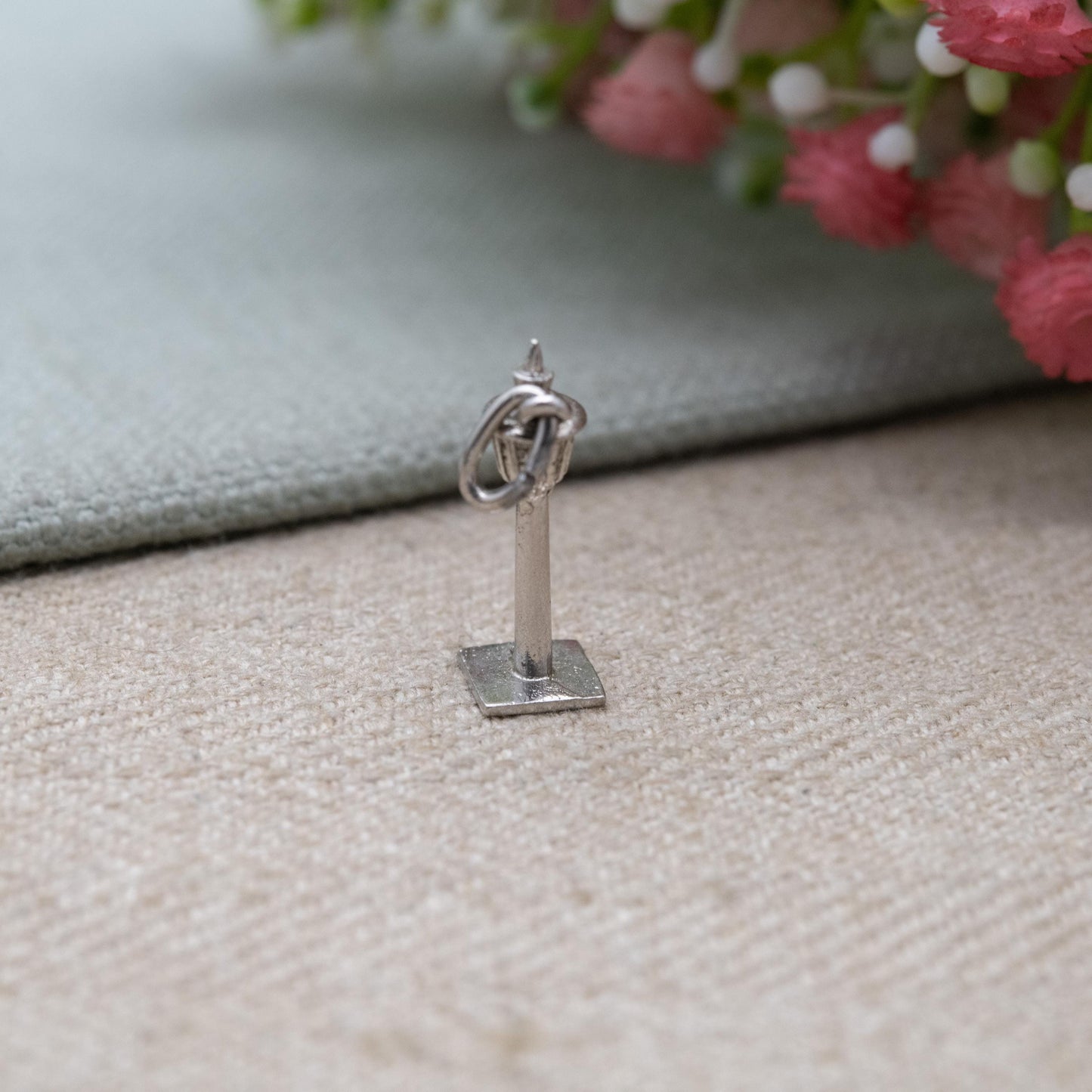 Vintage Sterling Silver Street Lamp Charm Pendant - Old Fashioned Lamp | Victorian Light | Gift for Charm Bracelet Necklace