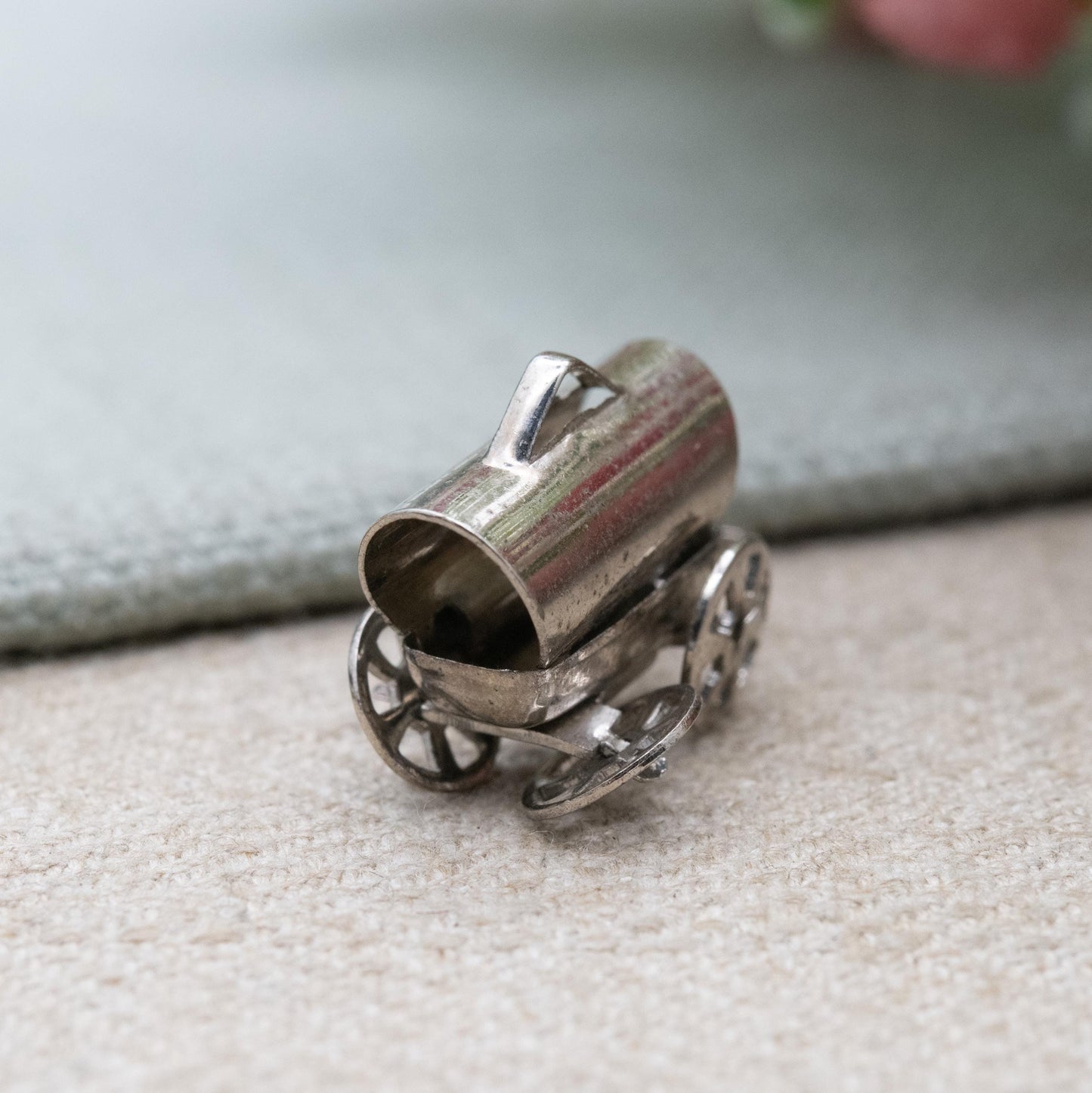 Vintage Sterling Silver Covered Wagon Charm Pendant - Moving Wheels Pioneer Wagon | Wild West Gift for Charm Bracelet