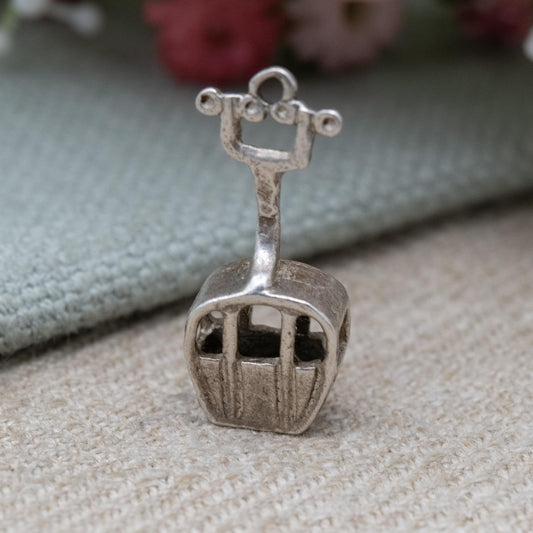 Vintage Sterling Silver Cable Car Charm Pendant - Ski Lift Gondola | Snow Sport | Winter | Gift for Charm Bracelet