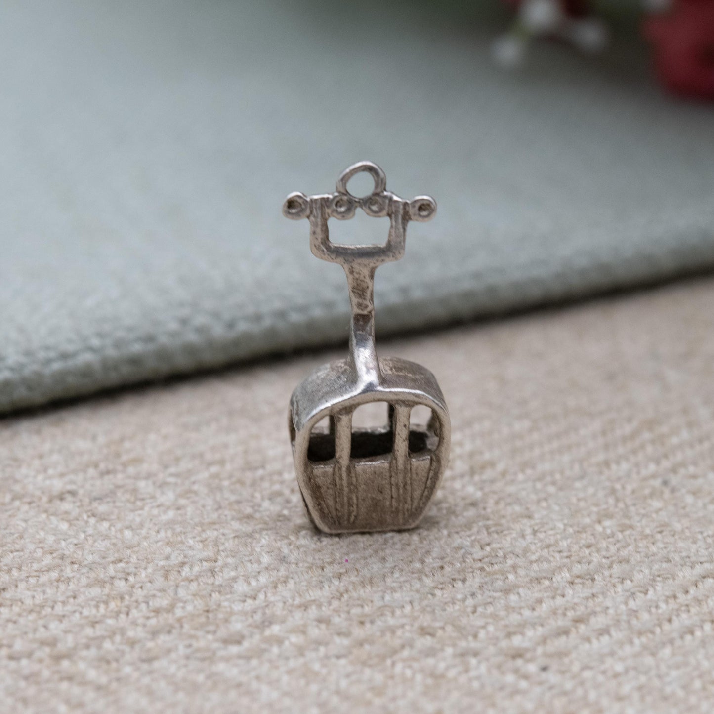 Vintage Sterling Silver Cable Car Charm Pendant - Ski Lift Gondola | Snow Sport | Winter | Gift for Charm Bracelet