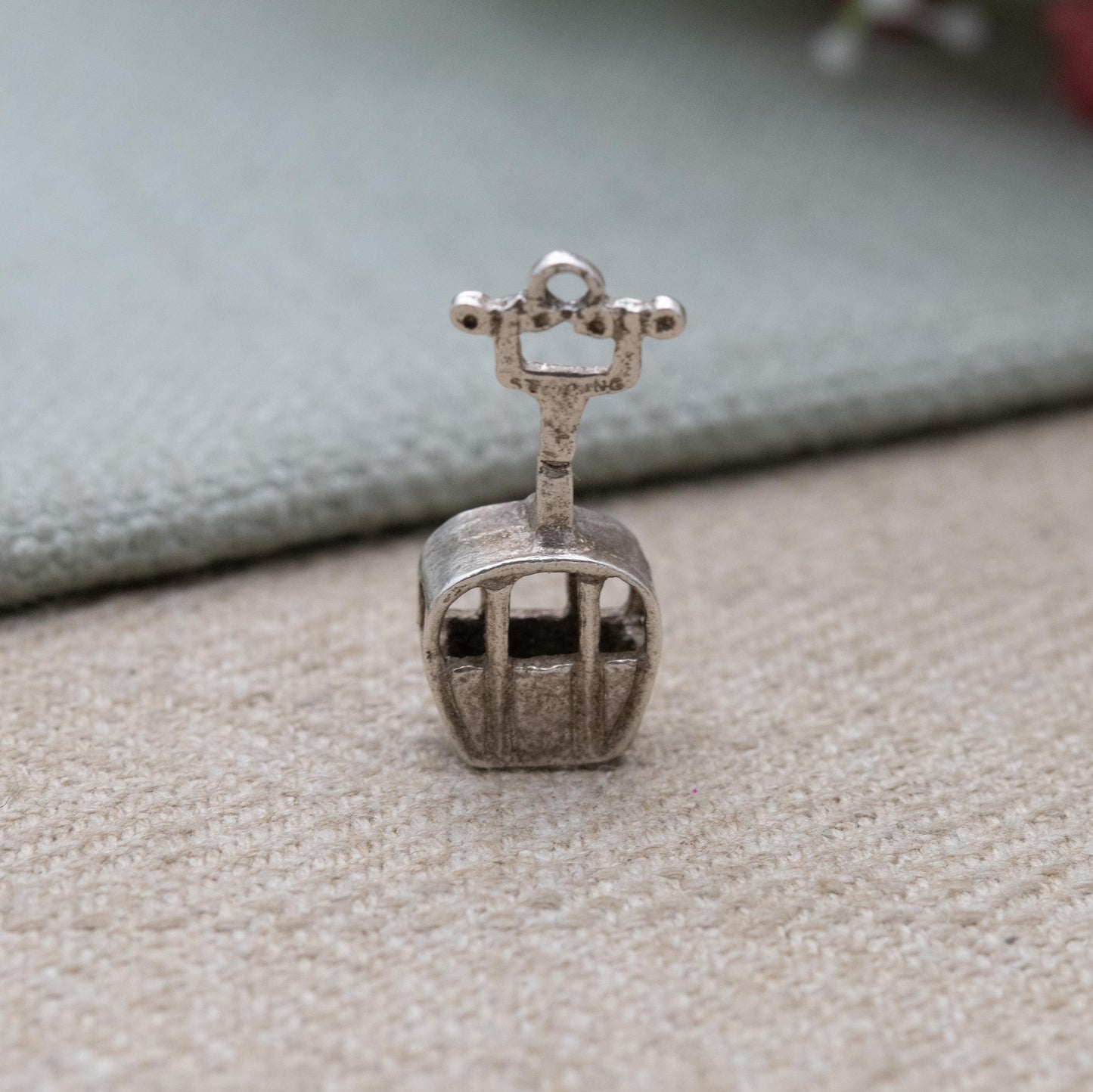 Vintage Sterling Silver Cable Car Charm Pendant - Ski Lift Gondola | Snow Sport | Winter | Gift for Charm Bracelet