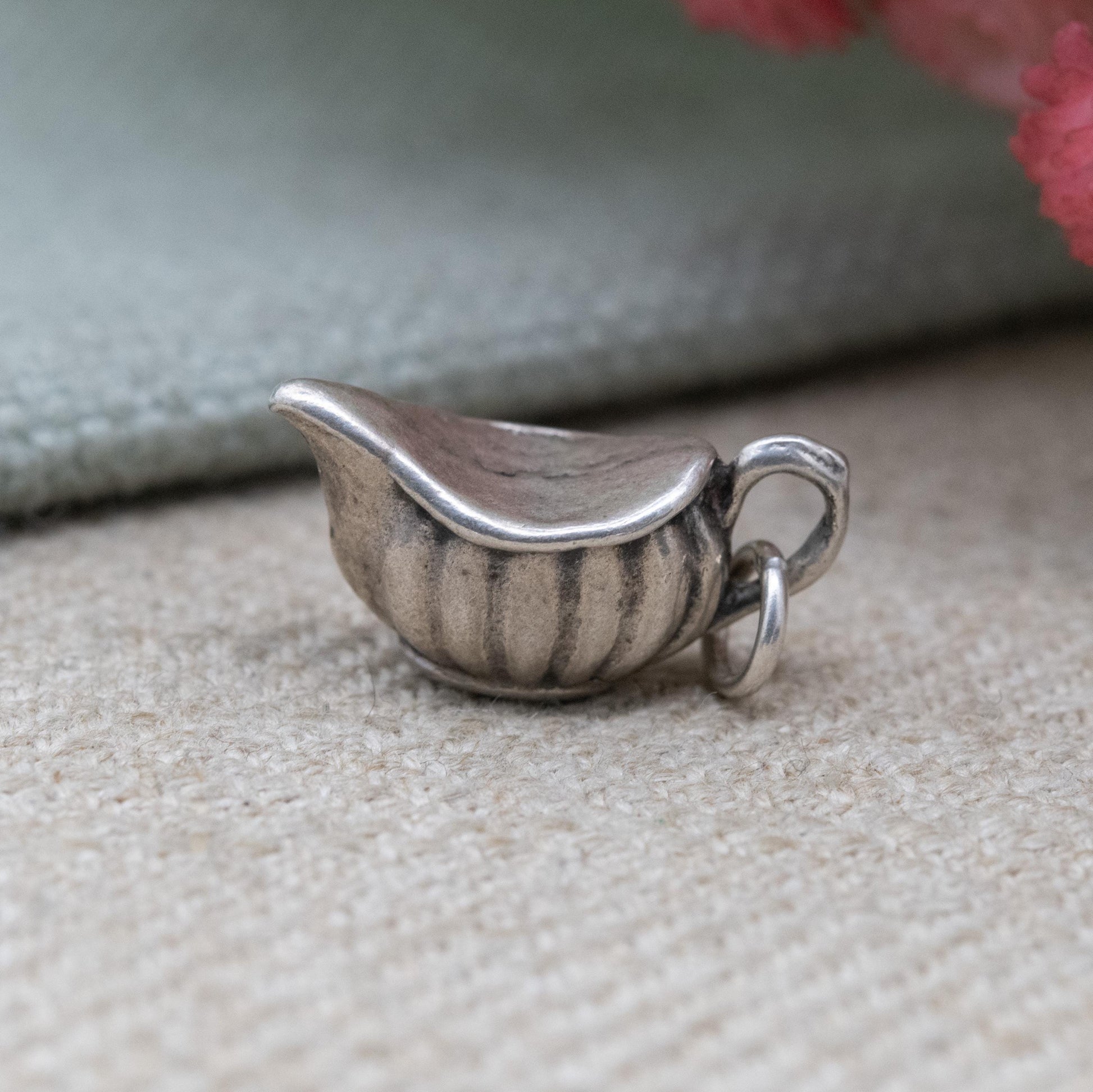 Vintage Sterling Silver Gravy Boat Charm Pendant - Jug Decanter | Ornate Design | Gift for Charm Bracelet
