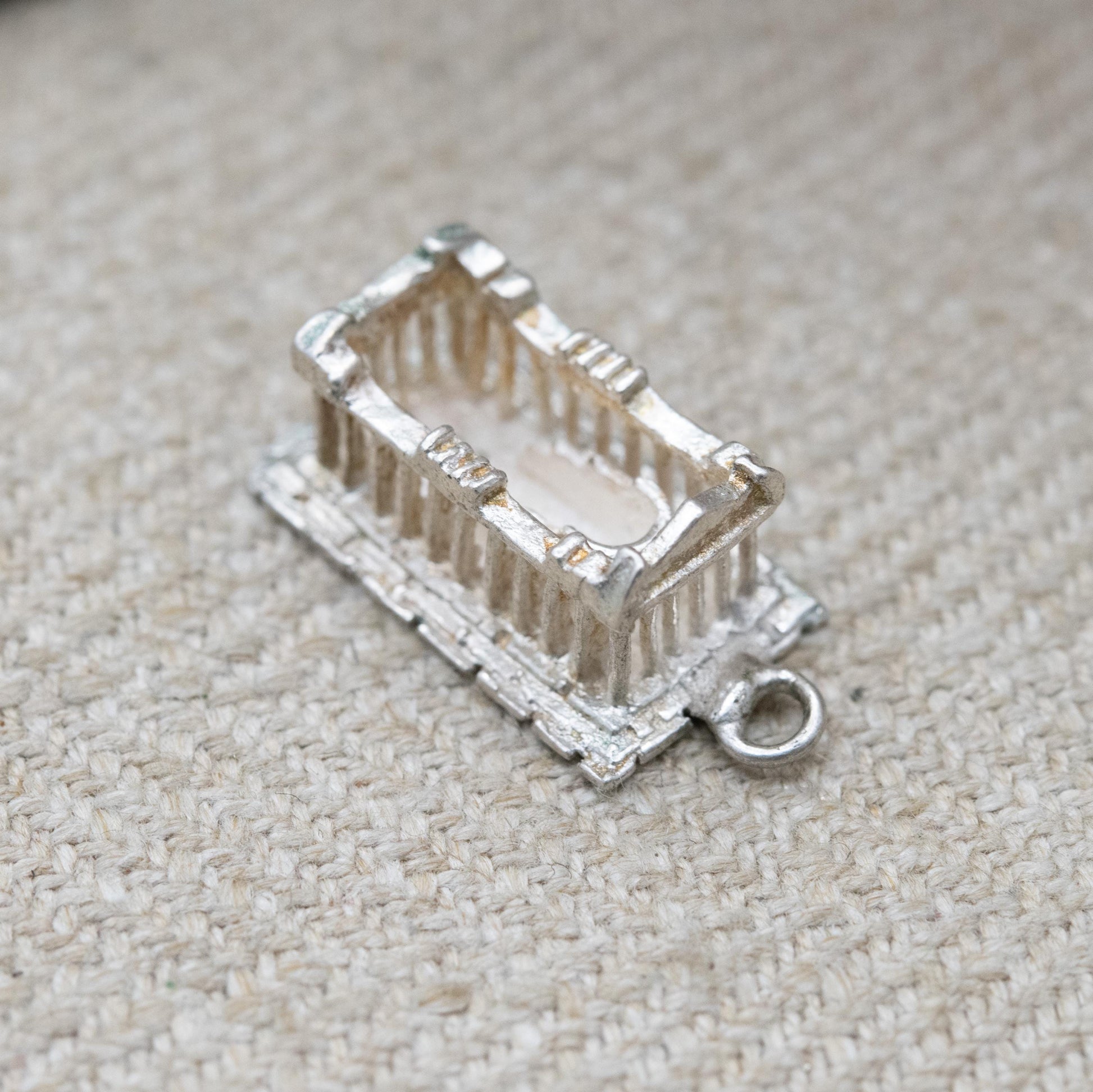 Vintage European Silver Athens Parthenon Charm Pendant - Ruined Temple | Ancient Greece Souvenir | Acropolis Gift for Charm Bracelet