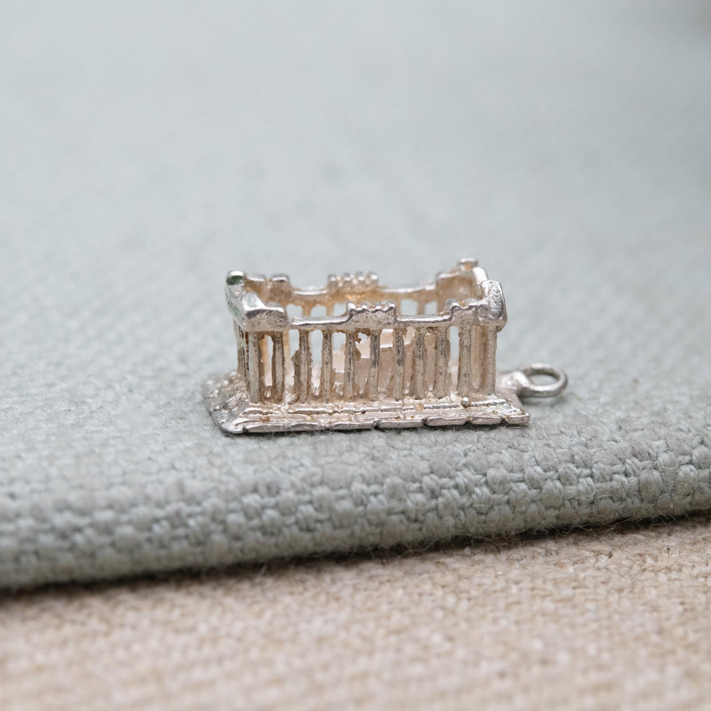 Vintage European Silver Athens Parthenon Charm Pendant - Ruined Temple | Ancient Greece Souvenir | Acropolis Gift for Charm Bracelet