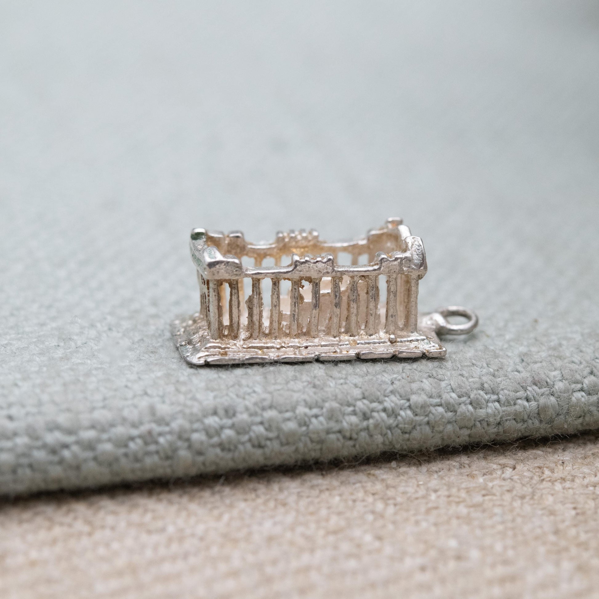 Vintage European Silver Athens Parthenon Charm Pendant - Ruined Temple | Ancient Greece Souvenir | Acropolis Gift for Charm Bracelet