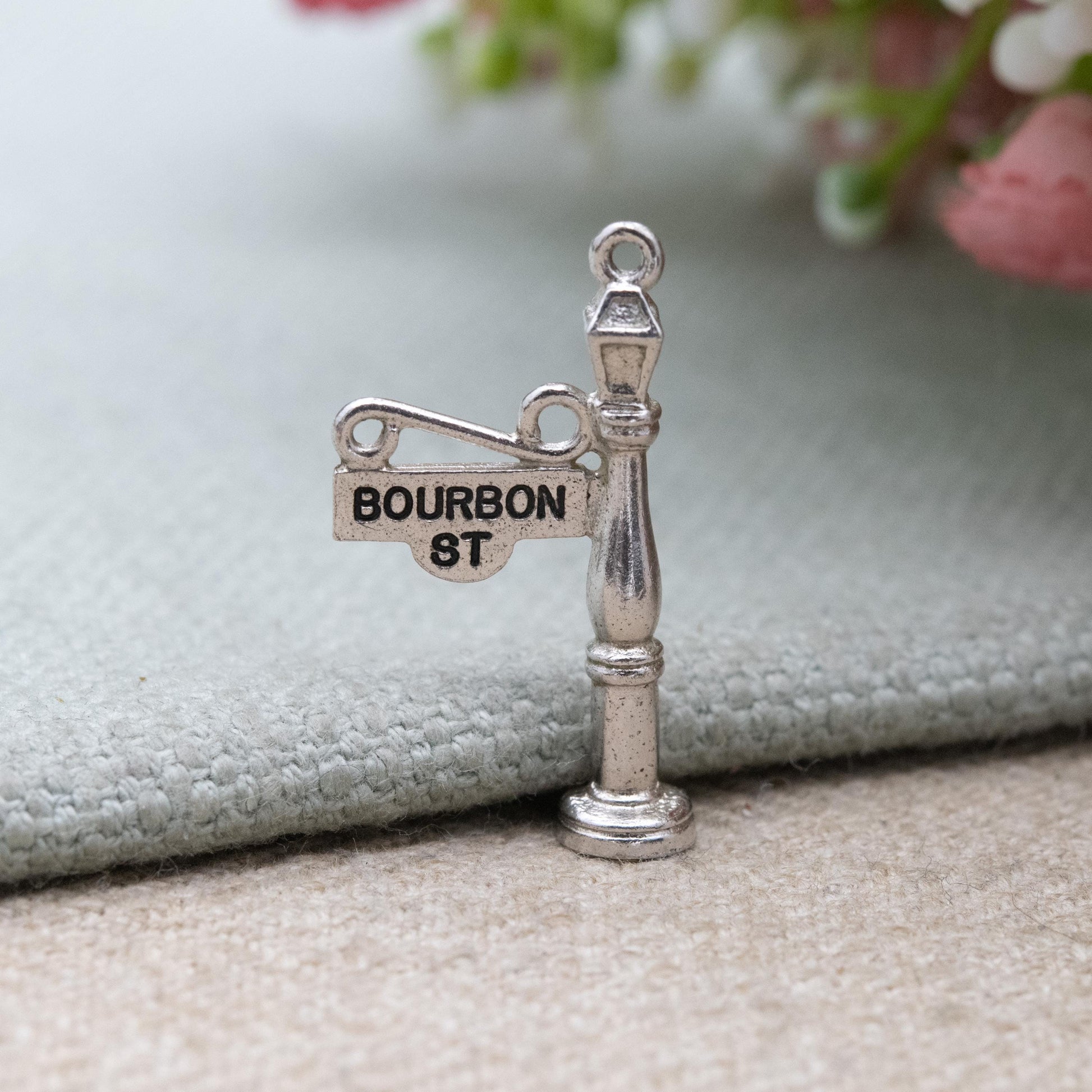 Vintage Sterling Silver Bourbon Street Lamp Post Charm Pendant - New Orleans Souvenir | American Travel Gift for Charm Bracelet