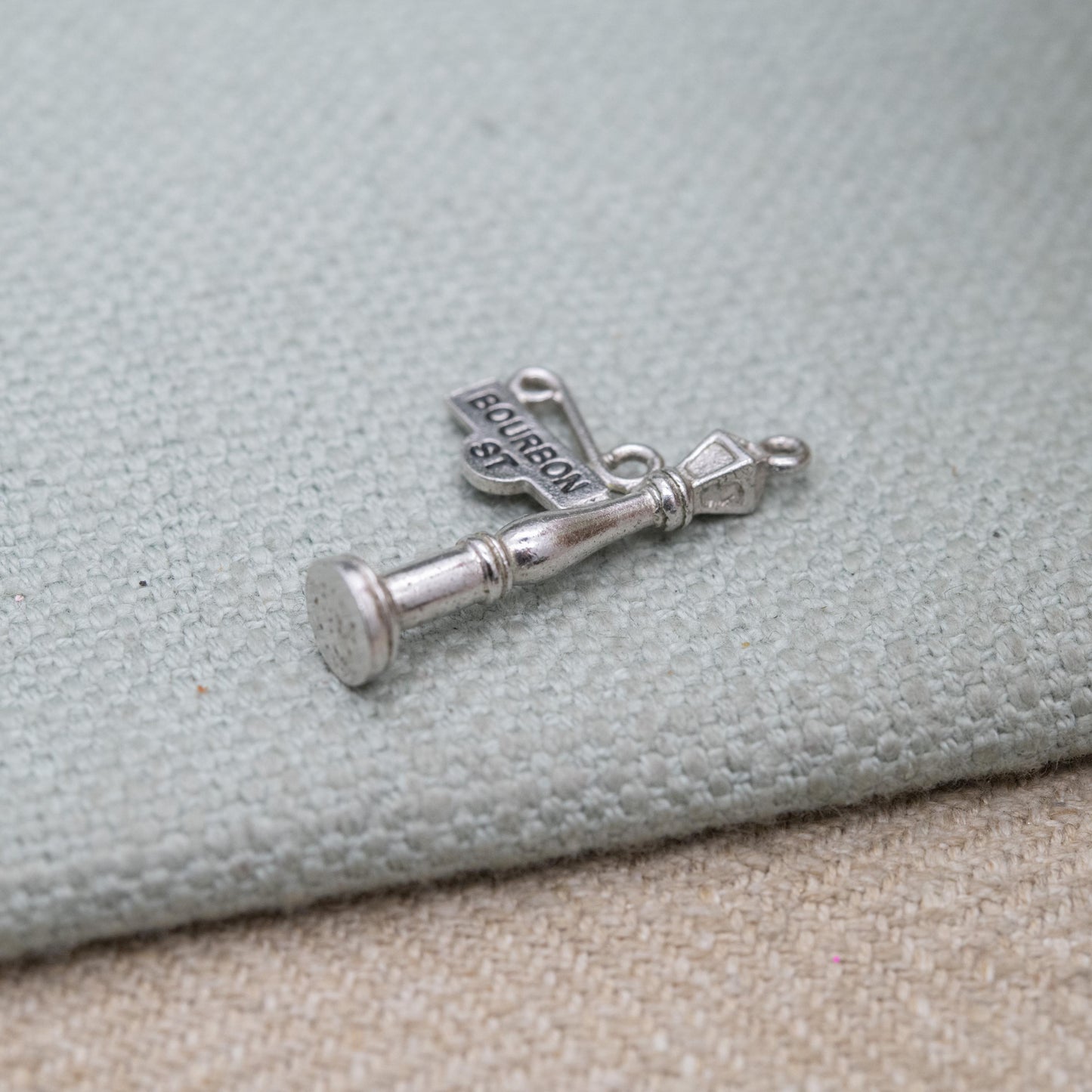 Vintage Sterling Silver Bourbon Street Lamp Post Charm Pendant - New Orleans Souvenir | American Travel Gift for Charm Bracelet