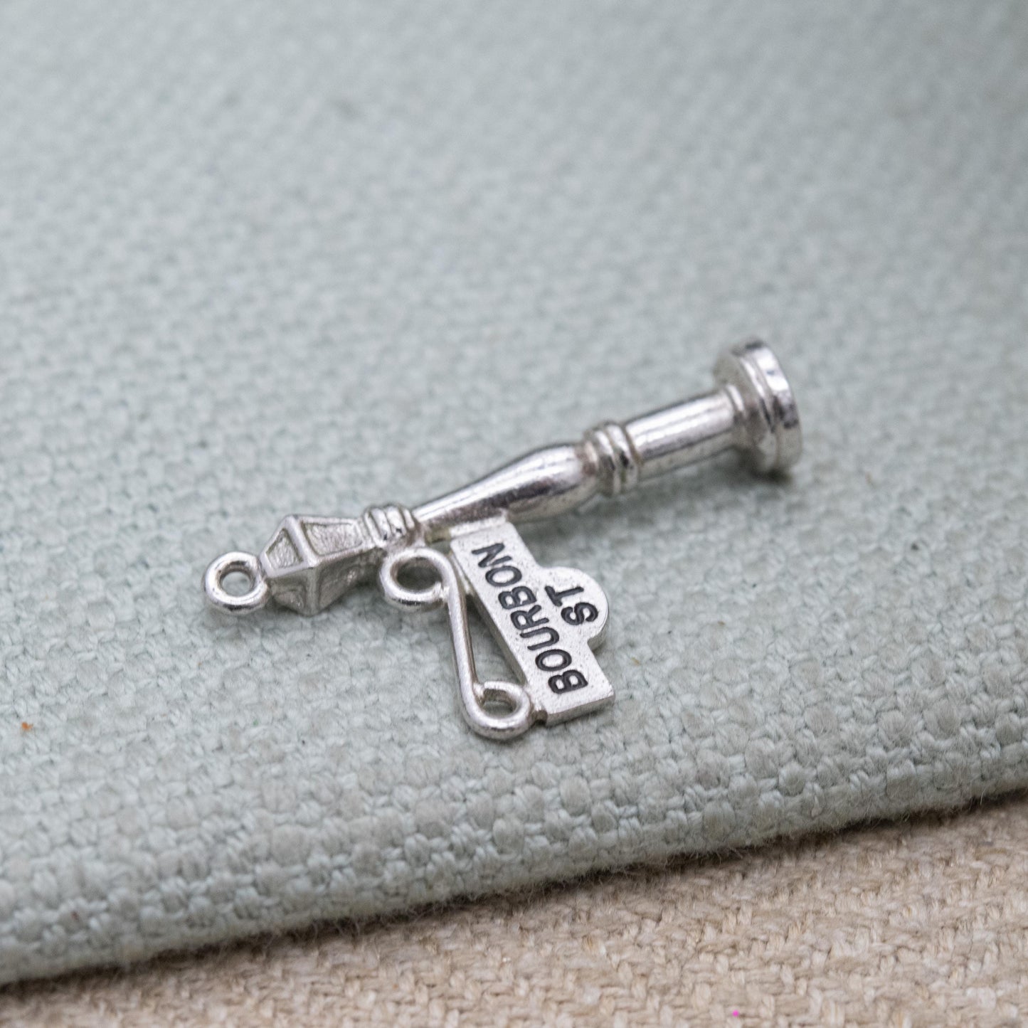 Vintage Sterling Silver Bourbon Street Lamp Post Charm Pendant - New Orleans Souvenir | American Travel Gift for Charm Bracelet