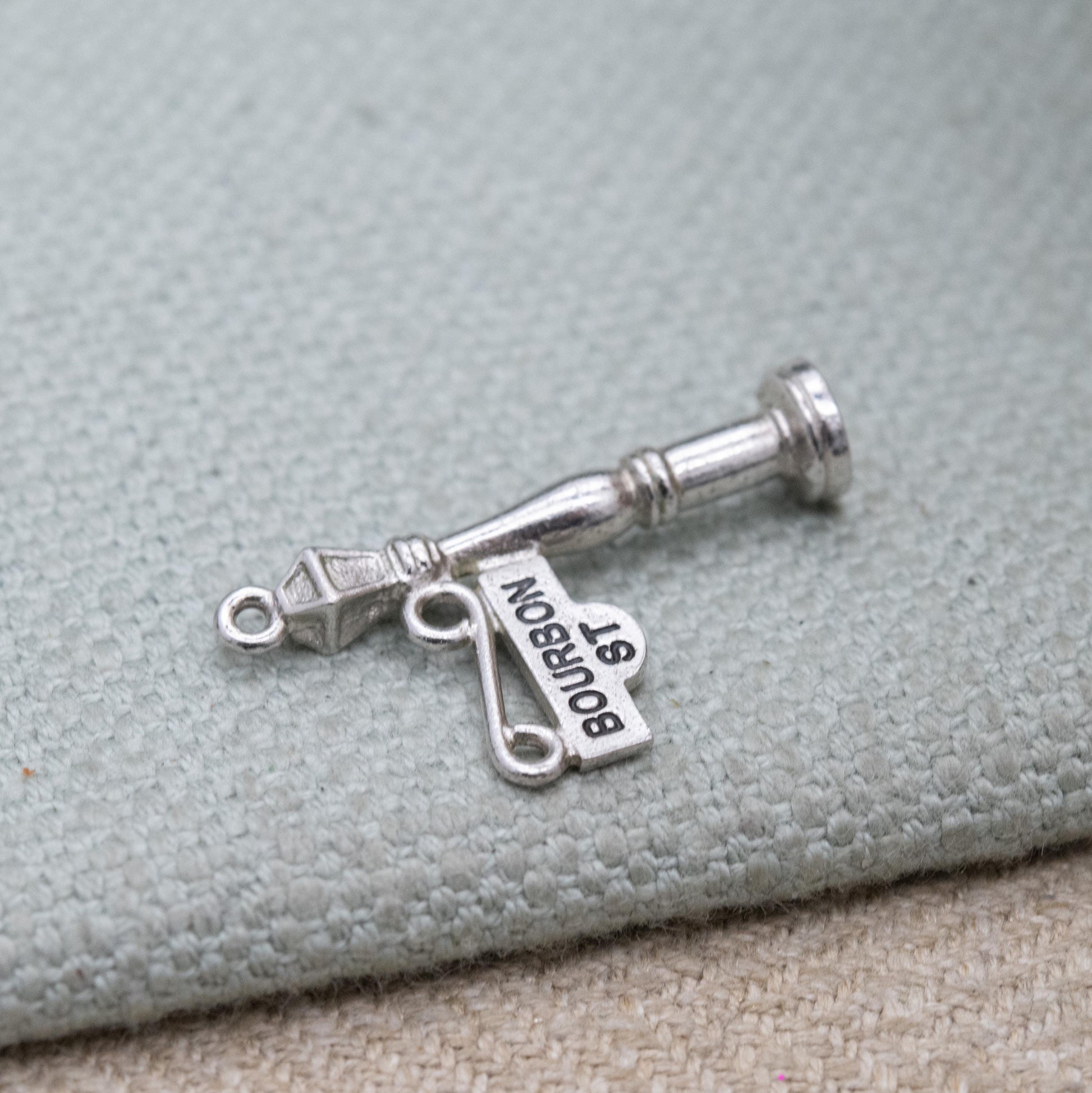 Vintage Sterling Silver Bourbon Street Lamp Post Charm Pendant - New Orleans Souvenir | American Travel Gift for Charm Bracelet