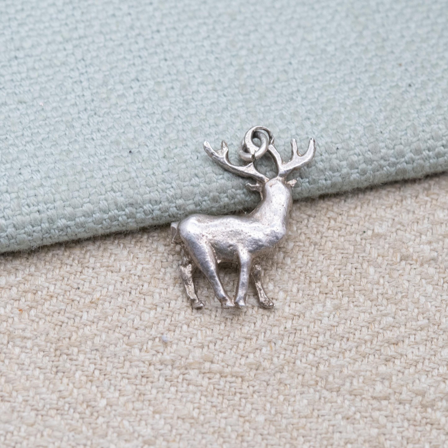 Vintage Sterling Silver Stag Charm Pendant - Deer with Horns Antlers | Animal Jewellery | Gift for Charm Bracelet