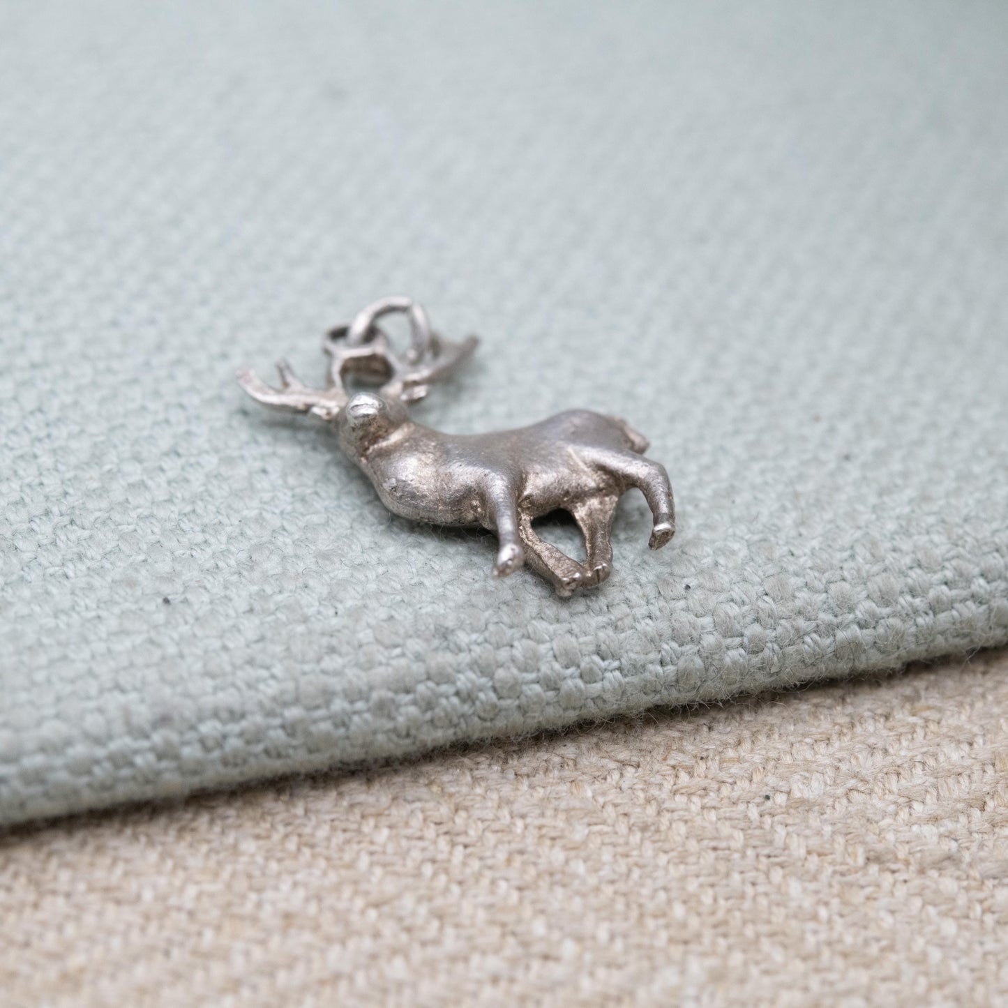 Vintage Sterling Silver Stag Charm Pendant - Deer with Horns Antlers | Animal Jewellery | Gift for Charm Bracelet