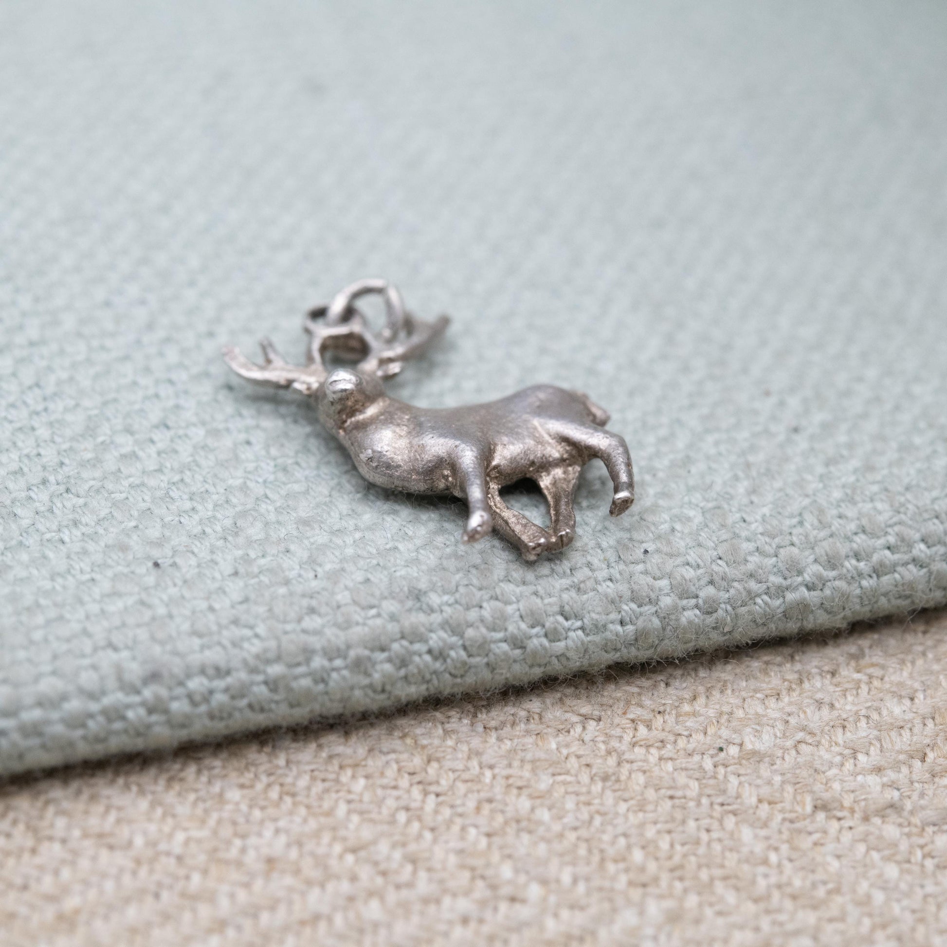 Vintage Sterling Silver Stag Charm Pendant - Deer with Horns Antlers | Animal Jewellery | Gift for Charm Bracelet