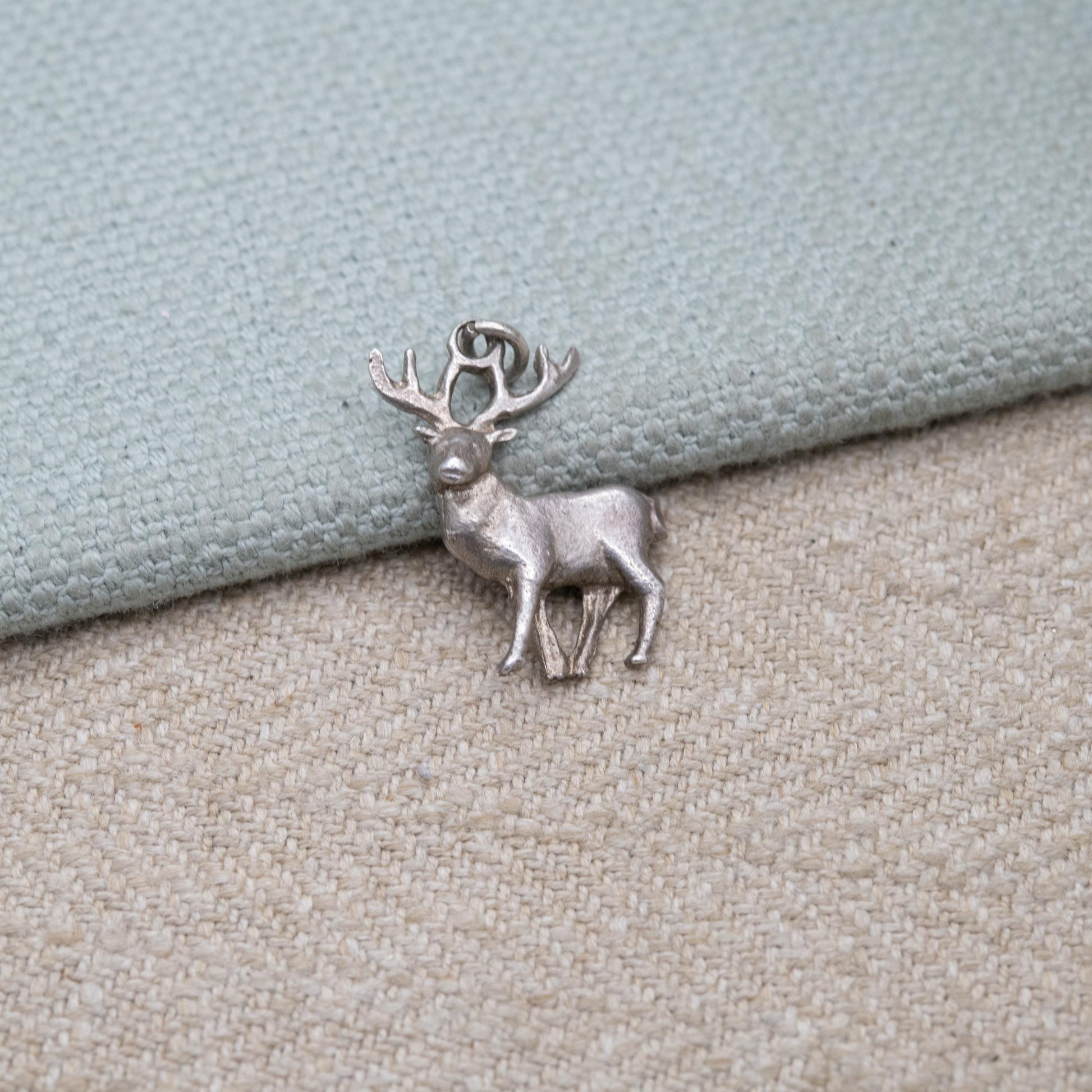 Vintage Sterling Silver Stag Charm Pendant - Deer with Horns Antlers | Animal Jewellery | Gift for Charm Bracelet