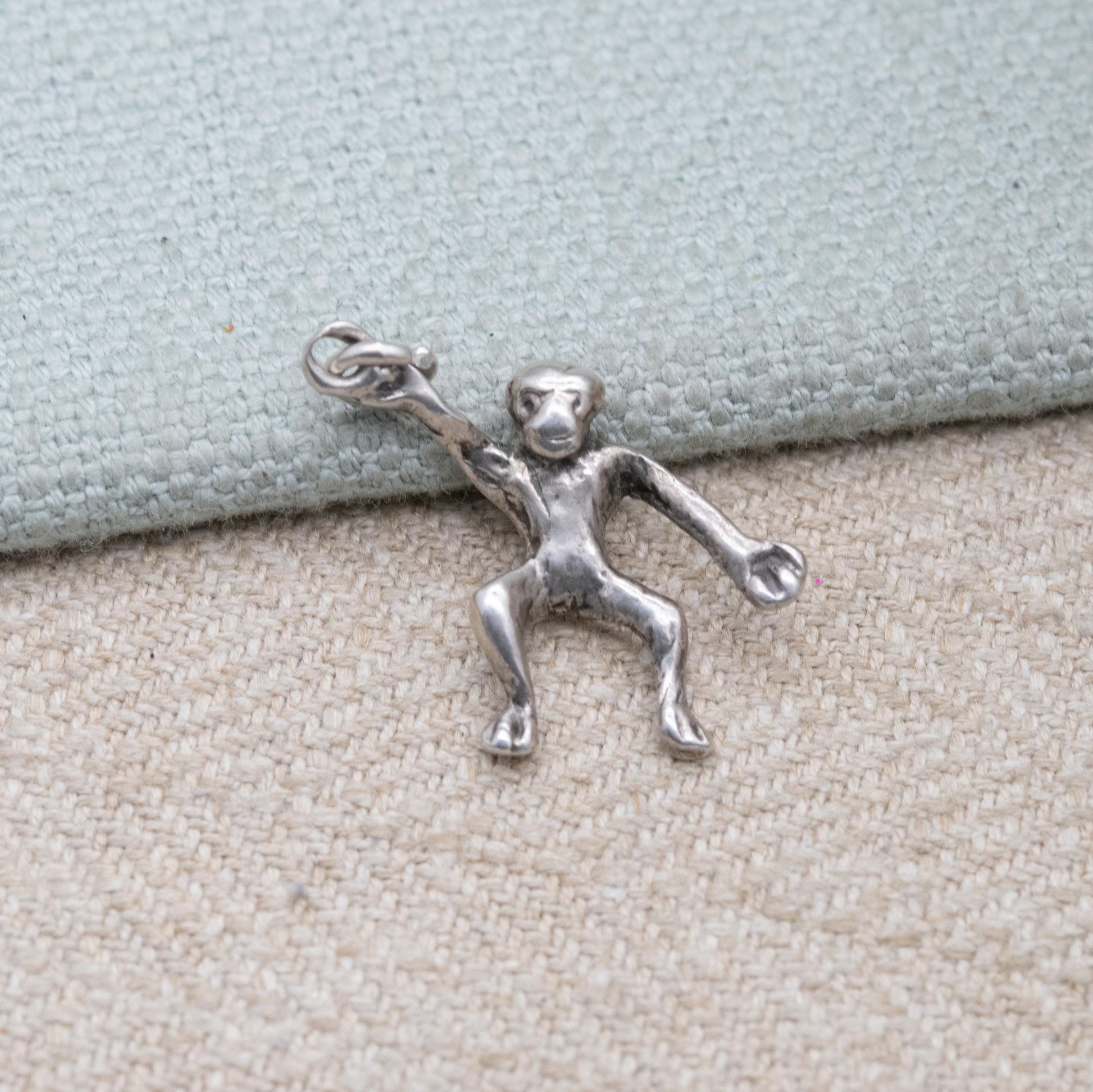 Vintage Sterling Silver Cheeky Monkey Charm Pendant - Cute Animal | Love Gift for Charm Bracelet