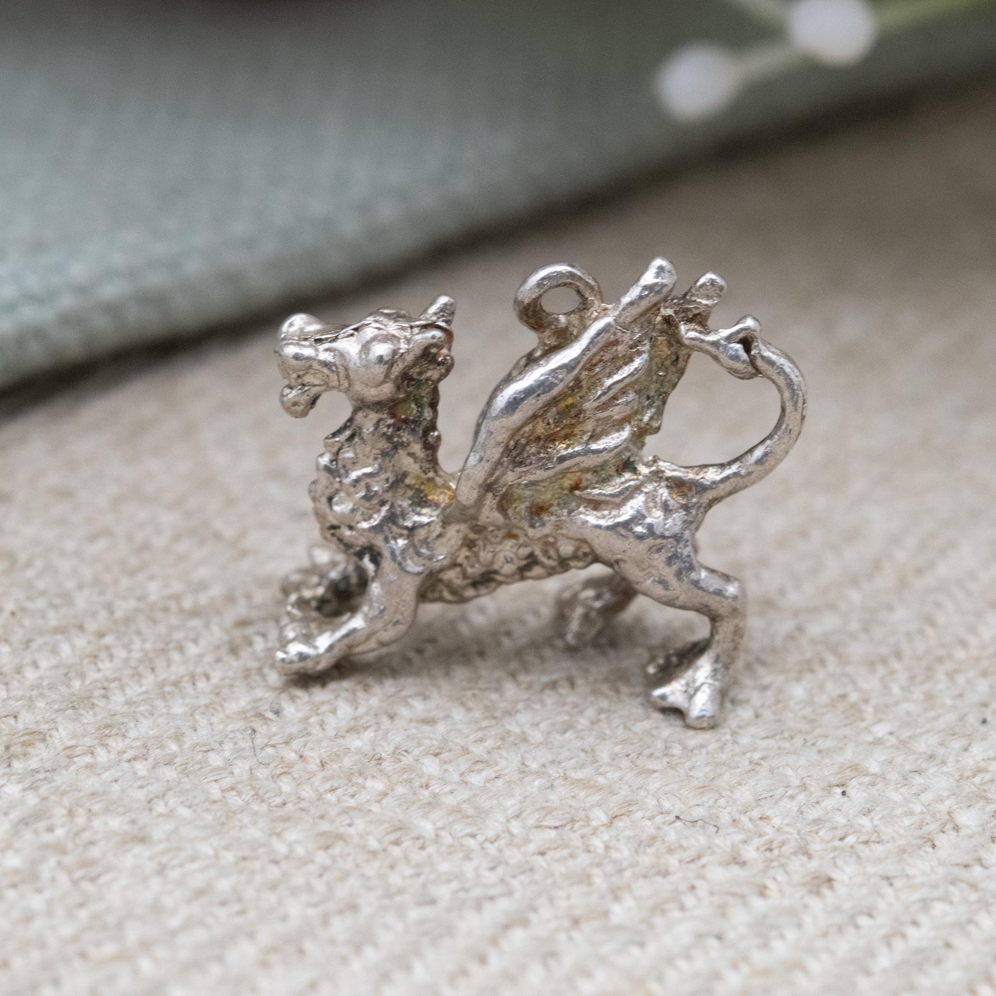 Vintage Sterling Silver Dragon Charm Pendant - Traditional Welsh Dragon | Wales Souvenir | Fantasy Gift for Charm Bracelet