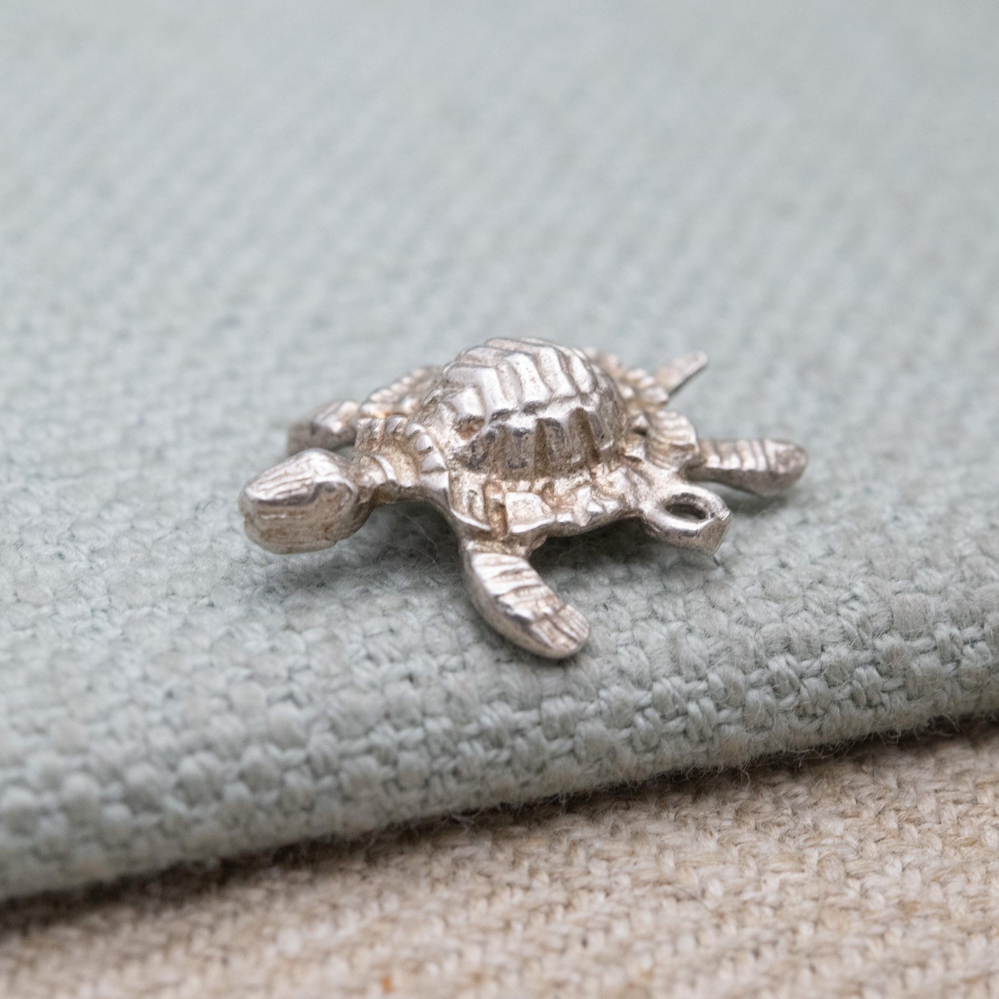 Vintage Sterling Silver Little Turtle Charm Pendant - Cute Sea Animal | Gift for Charm Bracelet