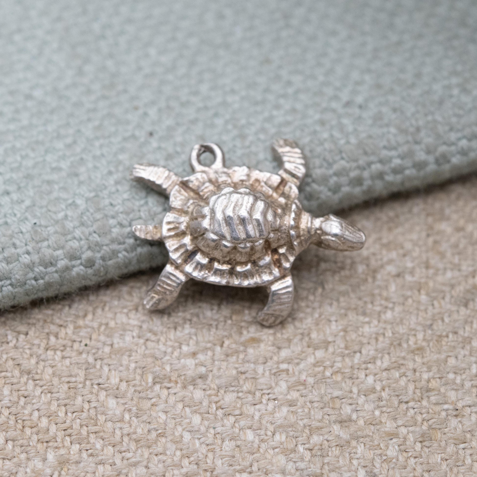 Vintage Sterling Silver Little Turtle Charm Pendant - Cute Sea Animal | Gift for Charm Bracelet
