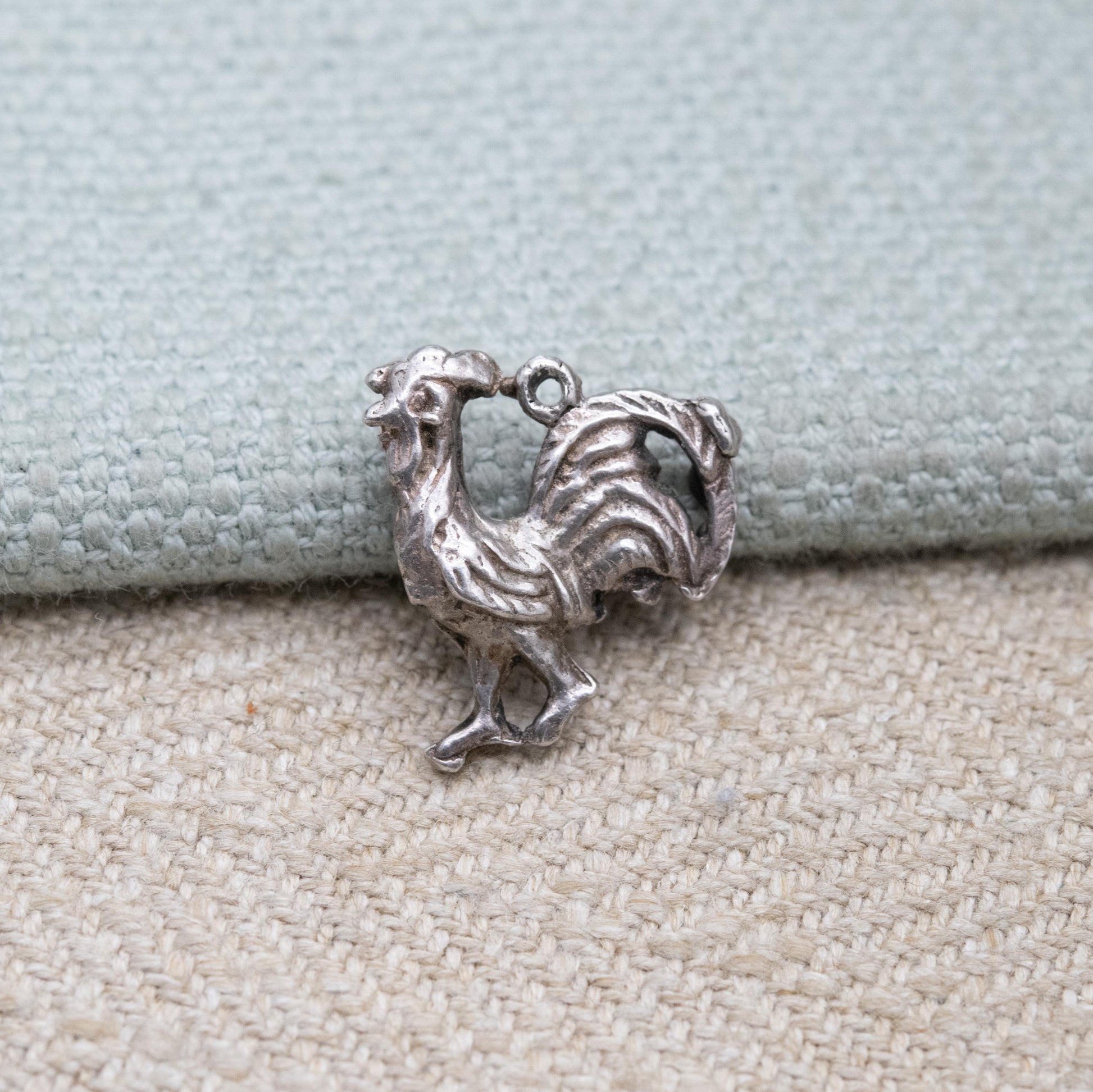 Vintage Sterling Silver Cockerel Charm Pendant - Chicken Animal Lover | Gift for Charm Bracelet