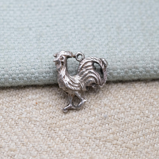 Vintage Sterling Silver Cockerel Charm Pendant - Chicken Animal Lover | Gift for Charm Bracelet