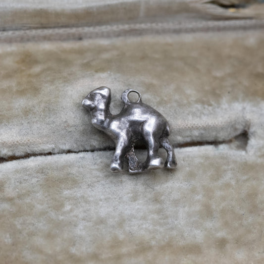 Vintage Sterling Silver Camel Charm Pendant - Detailed Animal Lover Charm Bracelet Wildlife Gift | Puffed Single Hump Dromedary | Cute Gift