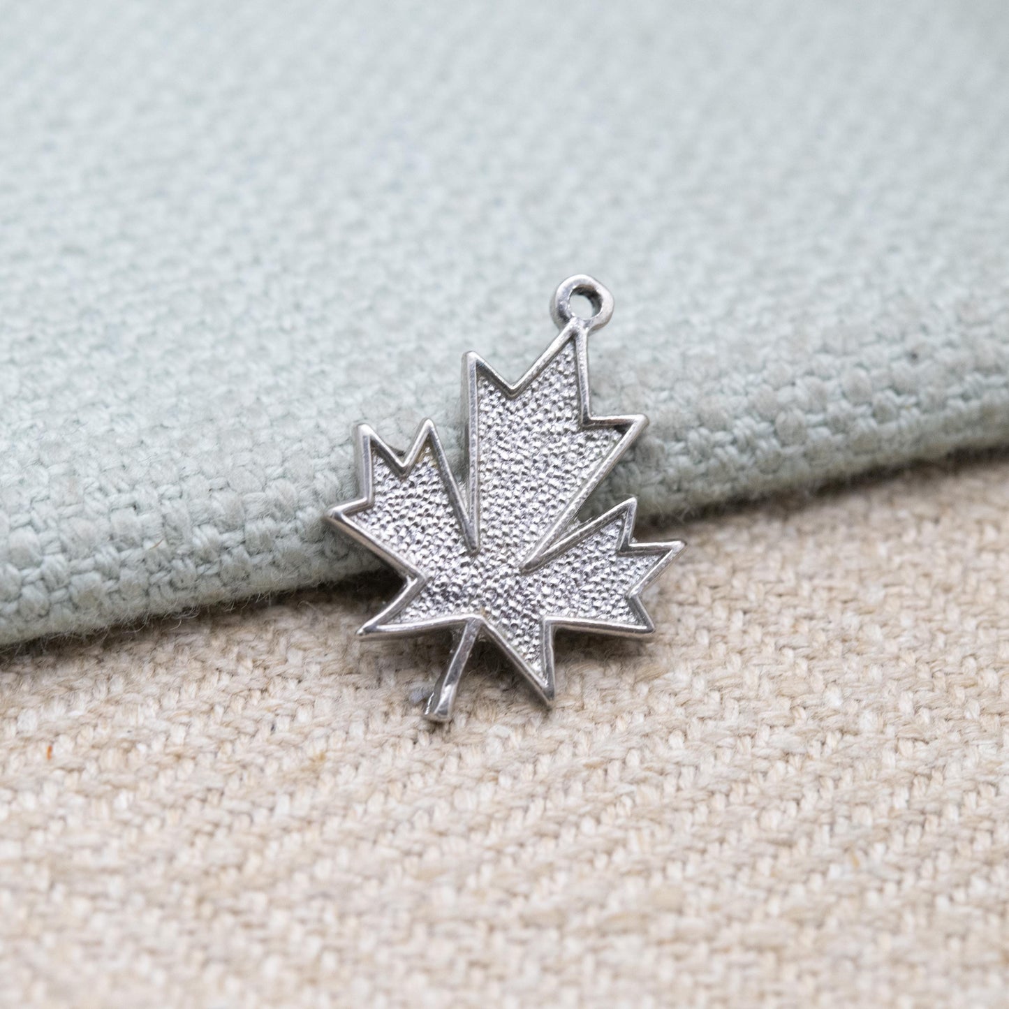Vintage Sterling Silver Maple Leaf Charm Pendant - Canadian Souvenir Gift for Charm Bracelet