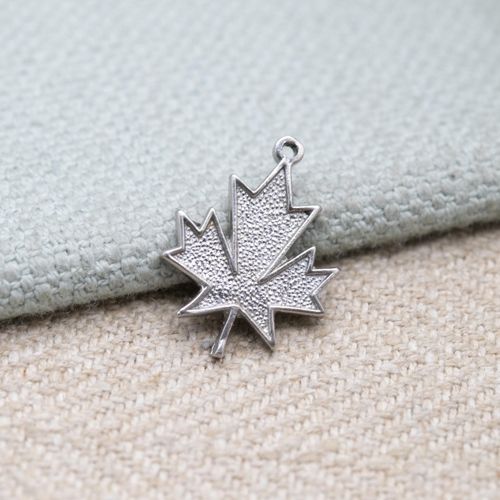 Vintage Sterling Silver Maple Leaf Charm Pendant - Canadian Souvenir Gift for Charm Bracelet