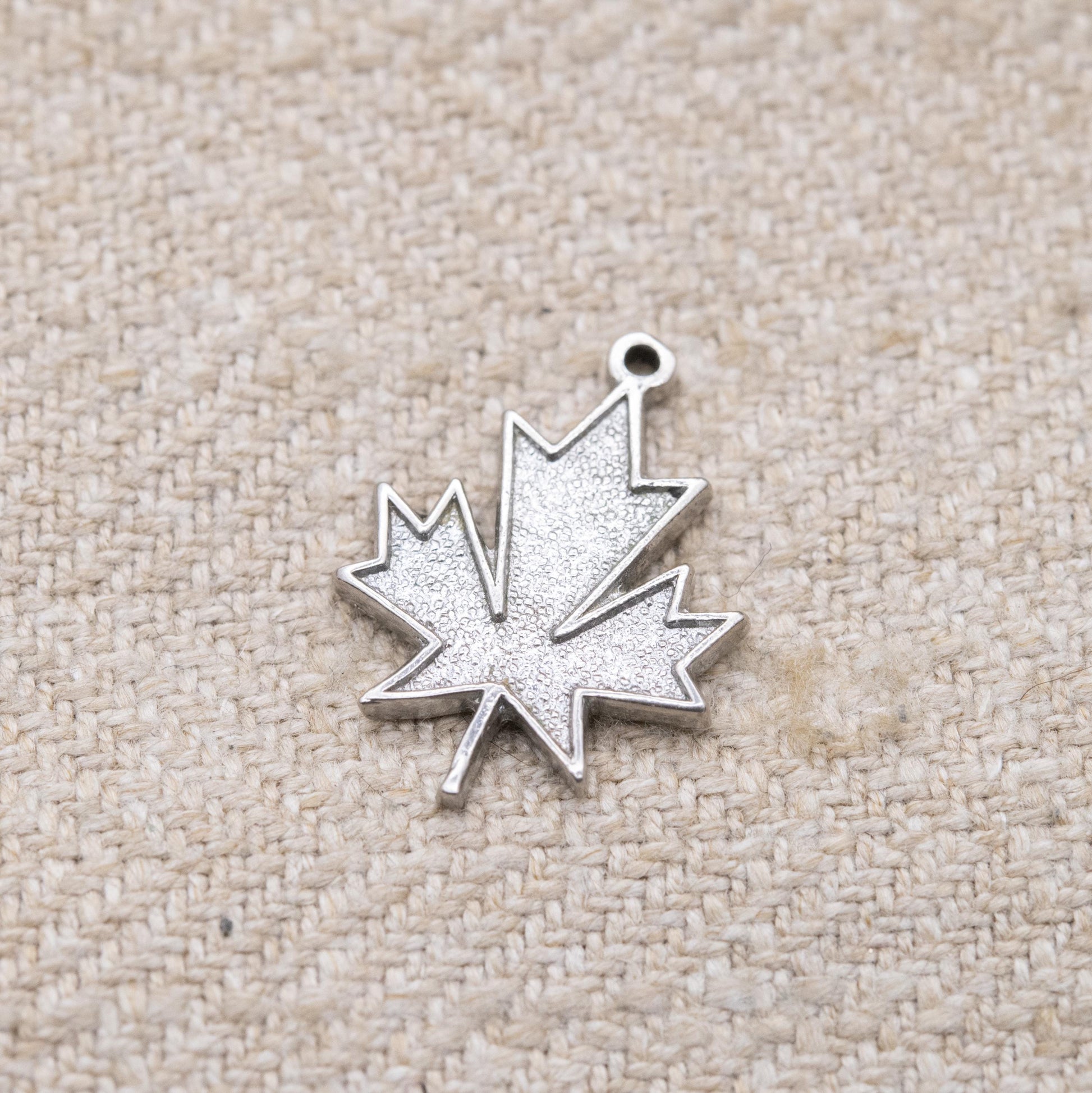 Vintage Sterling Silver Maple Leaf Charm Pendant - Canadian Souvenir Gift for Charm Bracelet