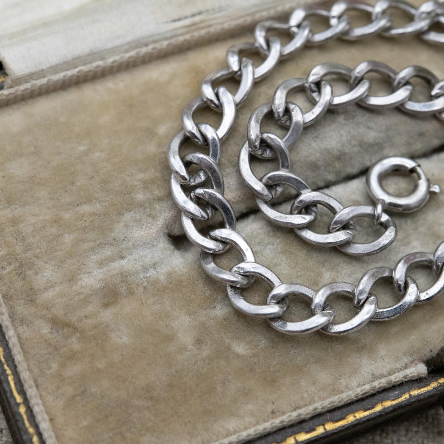 Vintage Sterling Silver Chain Bracelet - Rounded Curb Links | Unisex Gift