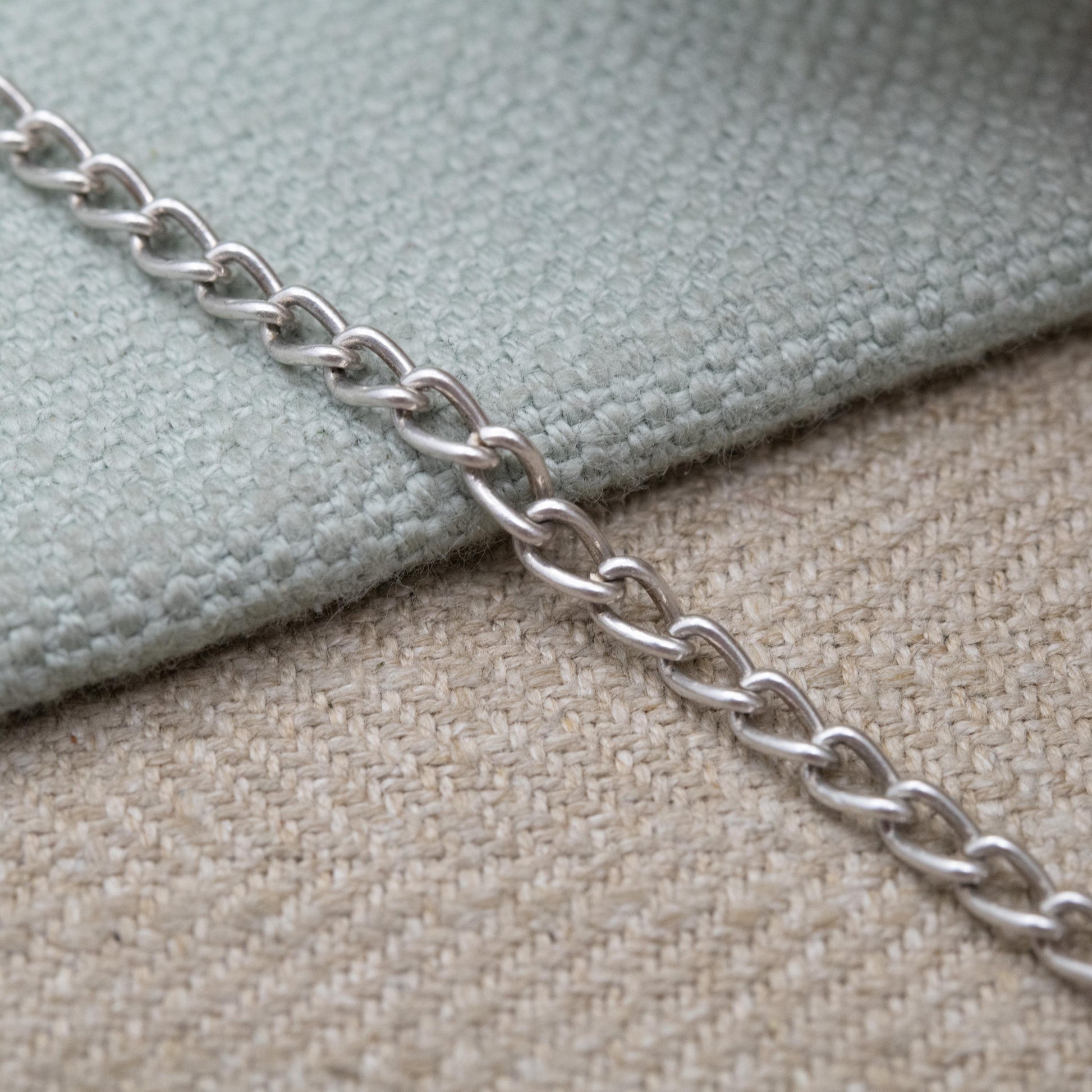 Vintage Sterling Silver Chain Bracelet - Rounded Curb Links | Charm Bracelet