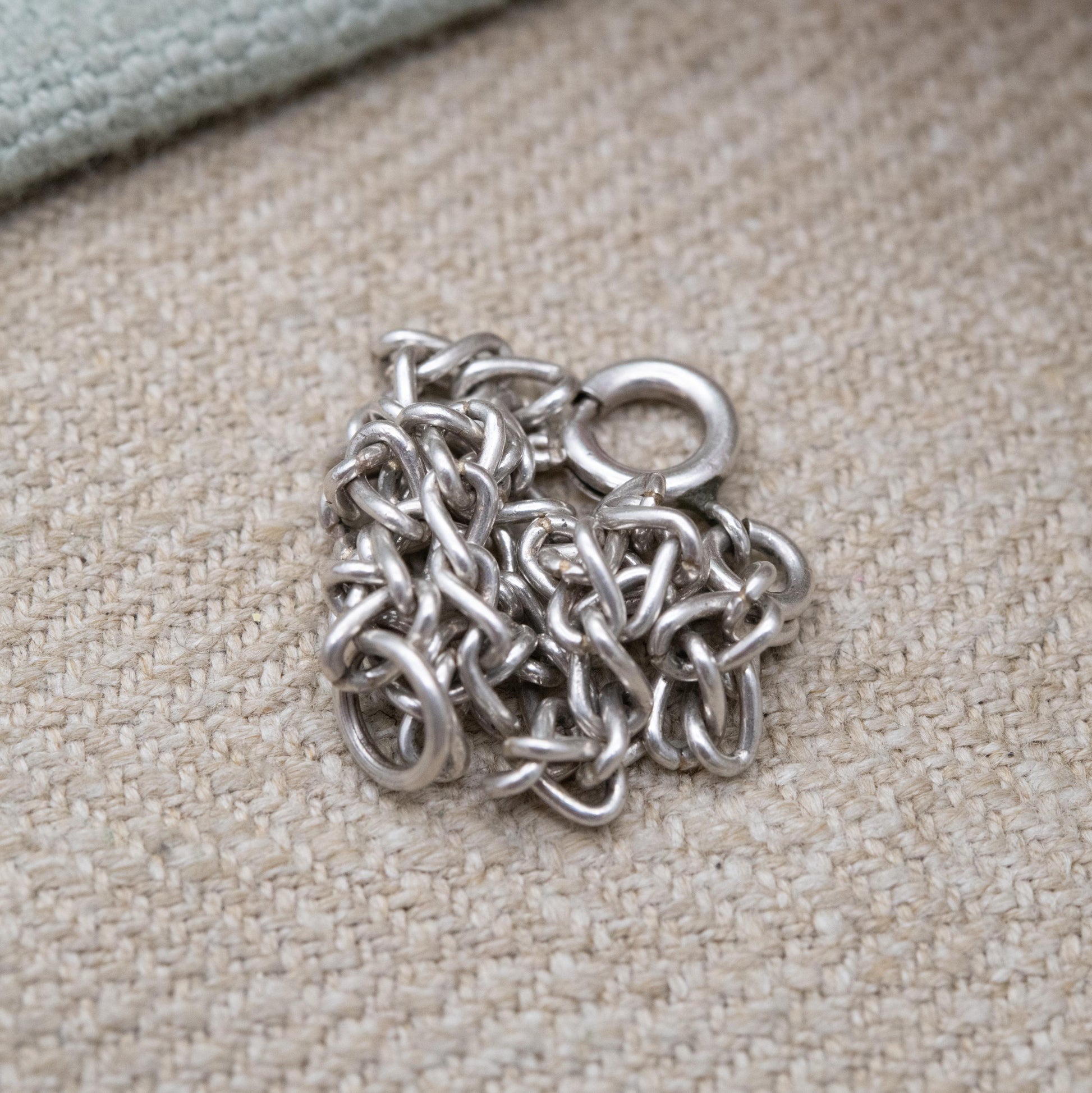 Vintage Sterling Silver Chain Bracelet - Rounded Curb Links | Charm Bracelet