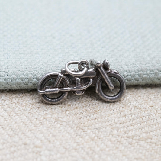Vintage Sterling Silver Motorbike Charm Pendant - Vintage Motor Bike Vehicle | Gift for Charm Bracelet