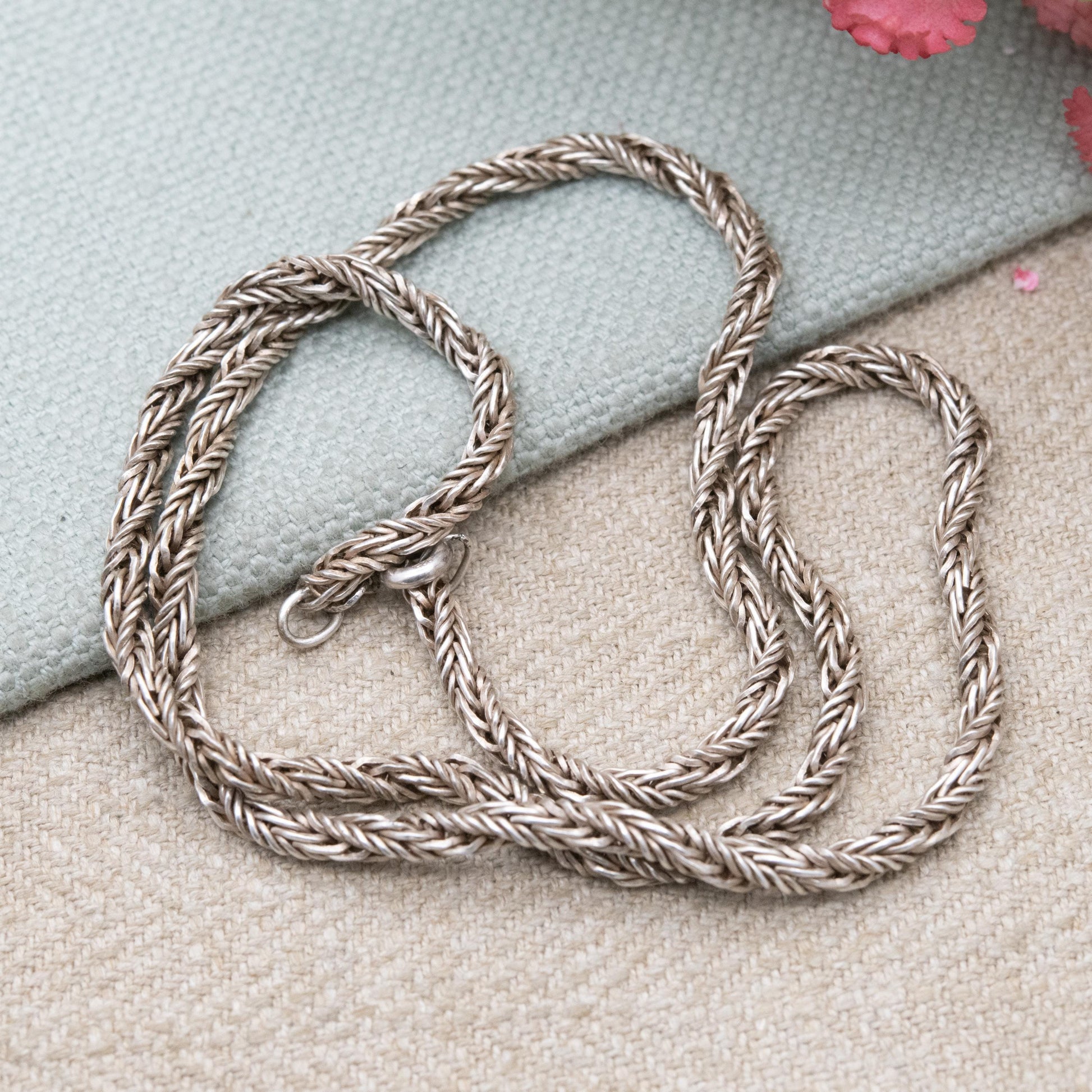 Vintage Sterling Silver Rope Twist Chain Necklace - Quality Solid Silver Necklace Unisex Design | 18"