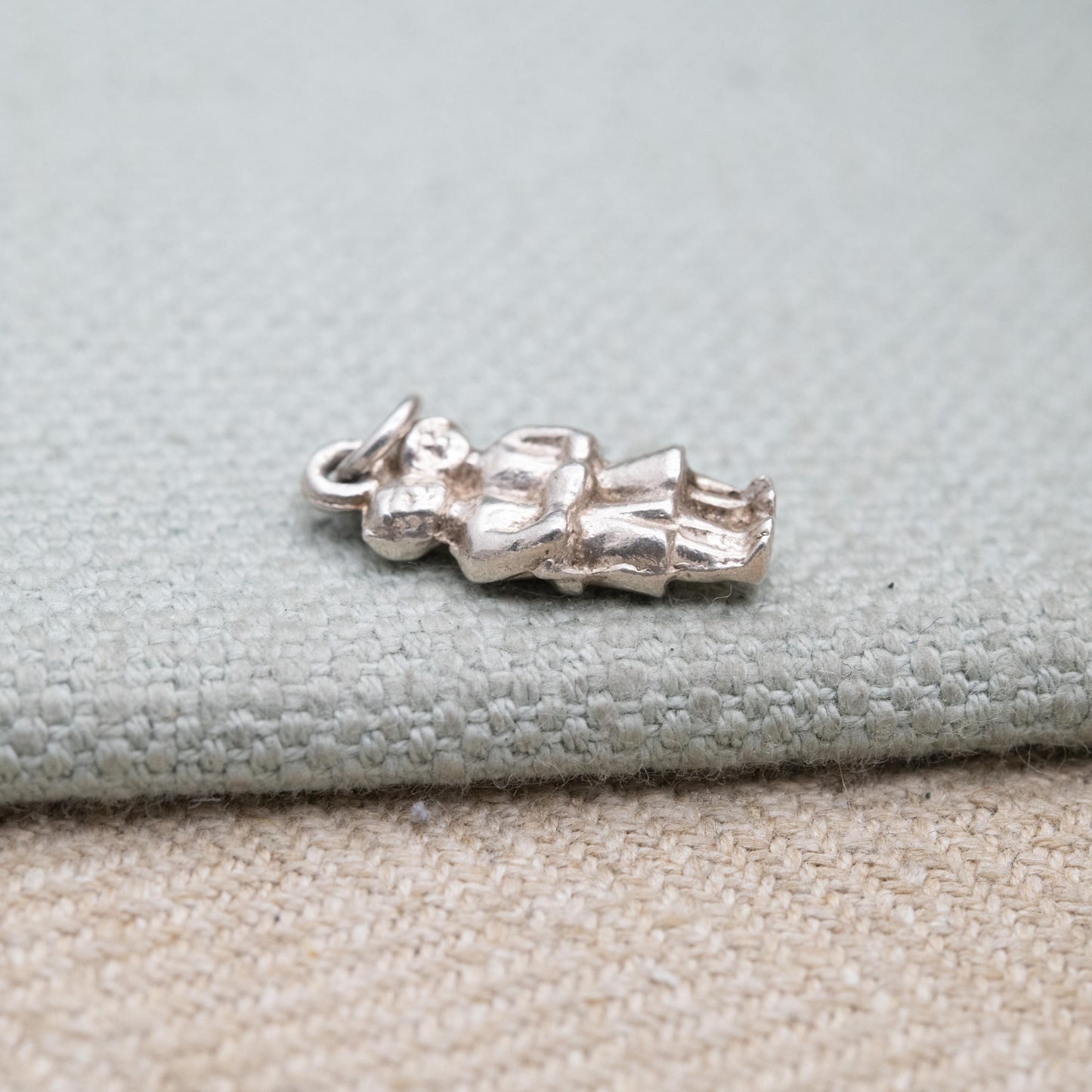 Vintage Sterling Silver Bride and Groom Charm Pendant - Wedding Day Gift for Charm Bracelet