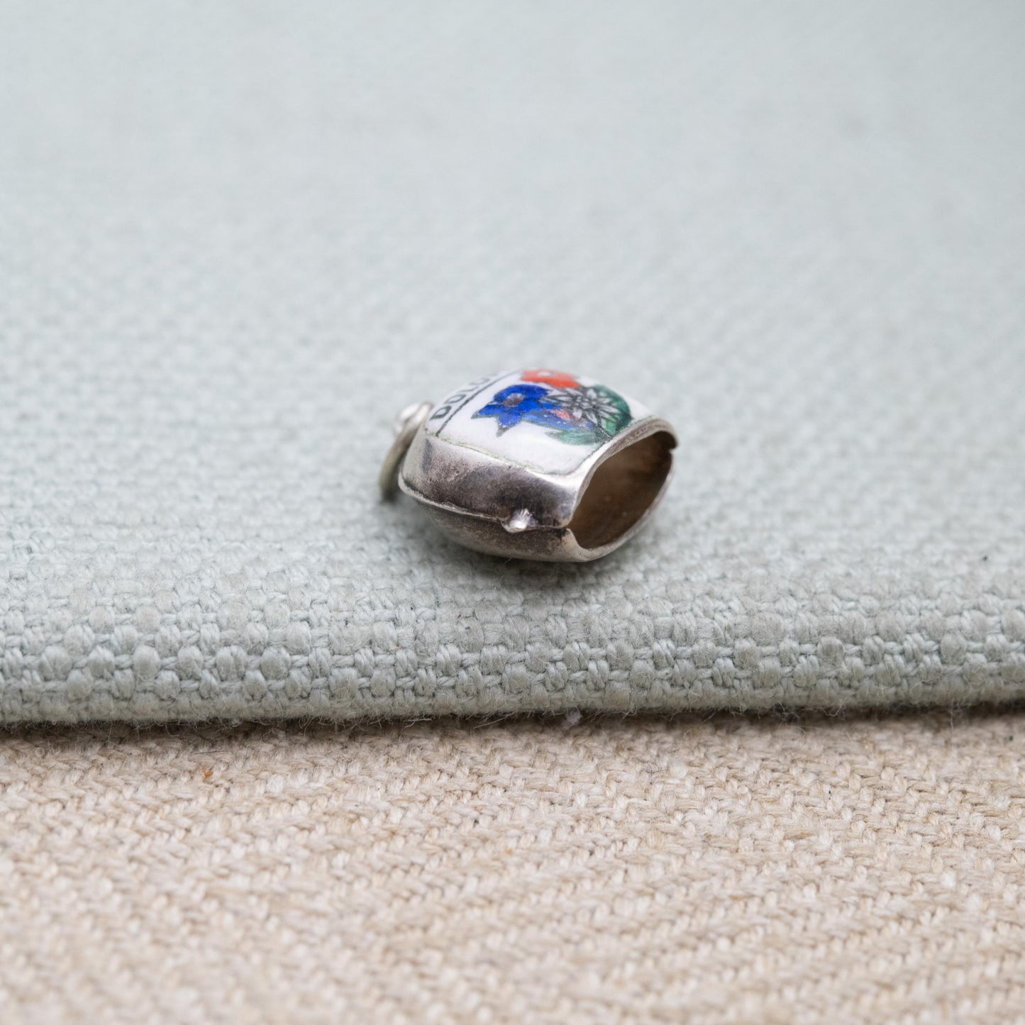 Vintage European Silver Enamel Dolomiti Cow Bell Charm Pendant - Italian Enamel Articulated with Moving Tongue | Gift for Charm Bracelet