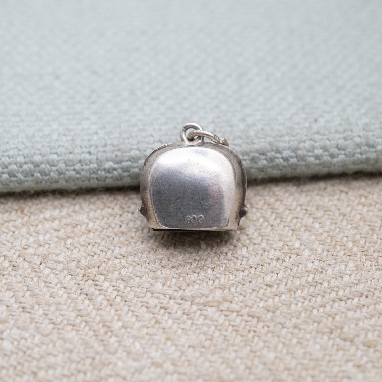 Vintage European Silver Enamel Dolomiti Cow Bell Charm Pendant - Italian Enamel Articulated with Moving Tongue | Gift for Charm Bracelet