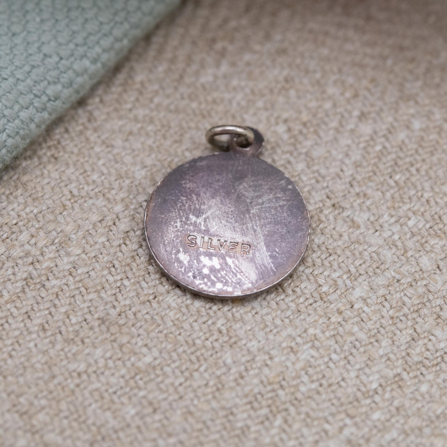 Vintage Sterling Silver Elizabeth II Charm Pendant Silver Jubilee 1977 - Mid Century Royal Souvenir | Blue and Red Enamel | Queen Elizabeth