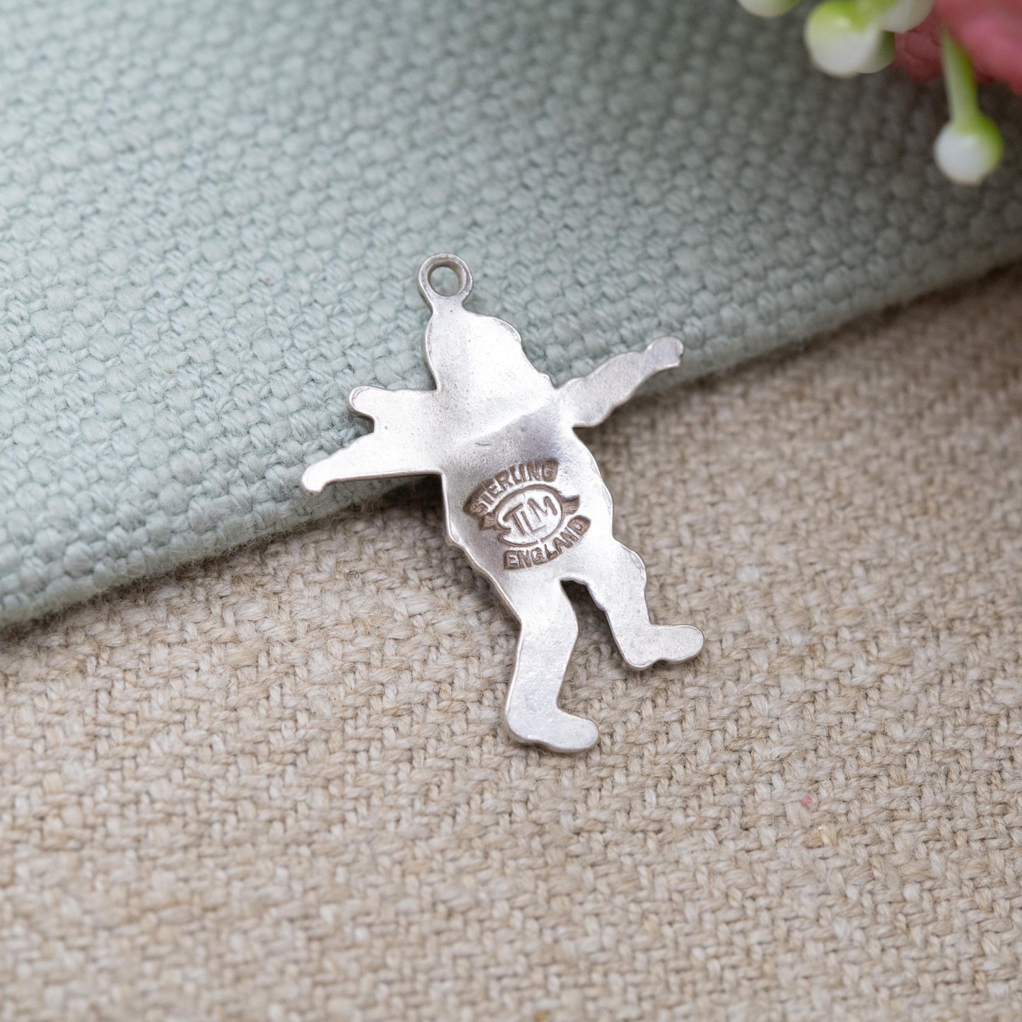 Vintage TLM Sterling Silver Enamel Jolly Fisherman Charm Pendant - Skegness Travel Charm | Gift for Charm Bracelet Necklace