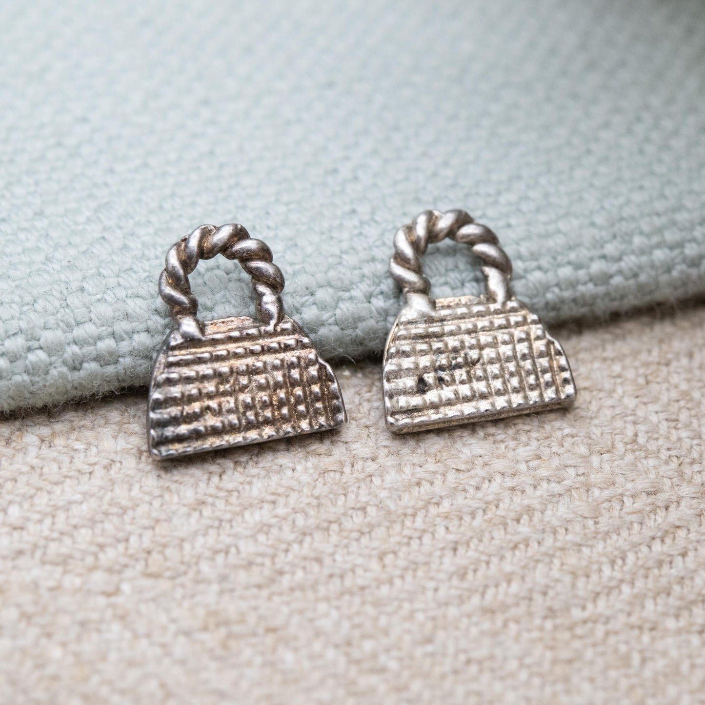 Vintage Sterling Silver Handbags Charms - Two Little Handbag Accessory Charm Pendants | Cute Gift for Her Charm Bracelet