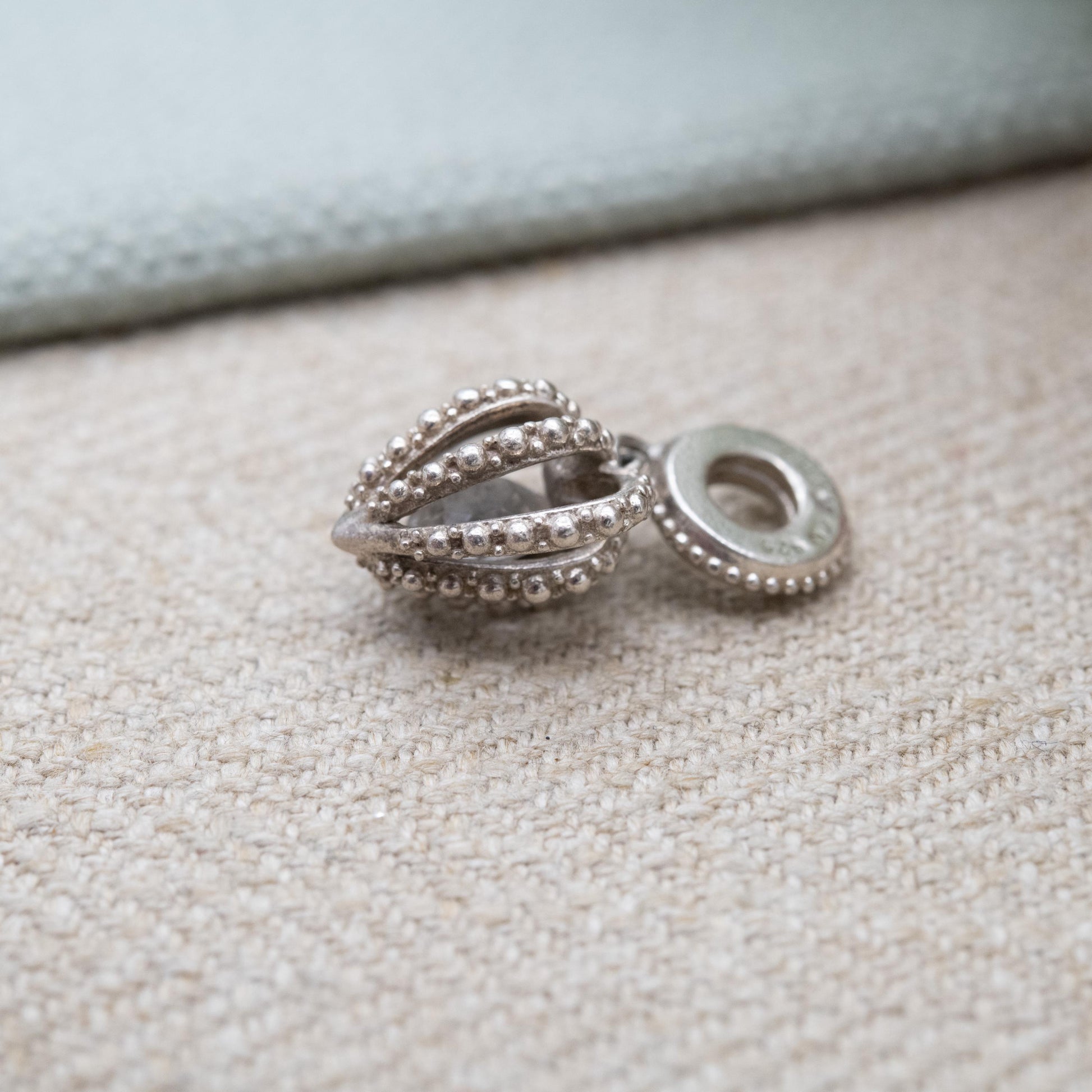 Chamilia Sterling Silver Love Heart Charm Pendant - Detailed Openwork Love Heart | Clear Faceted Stone | Romantic Gift for Bracelet